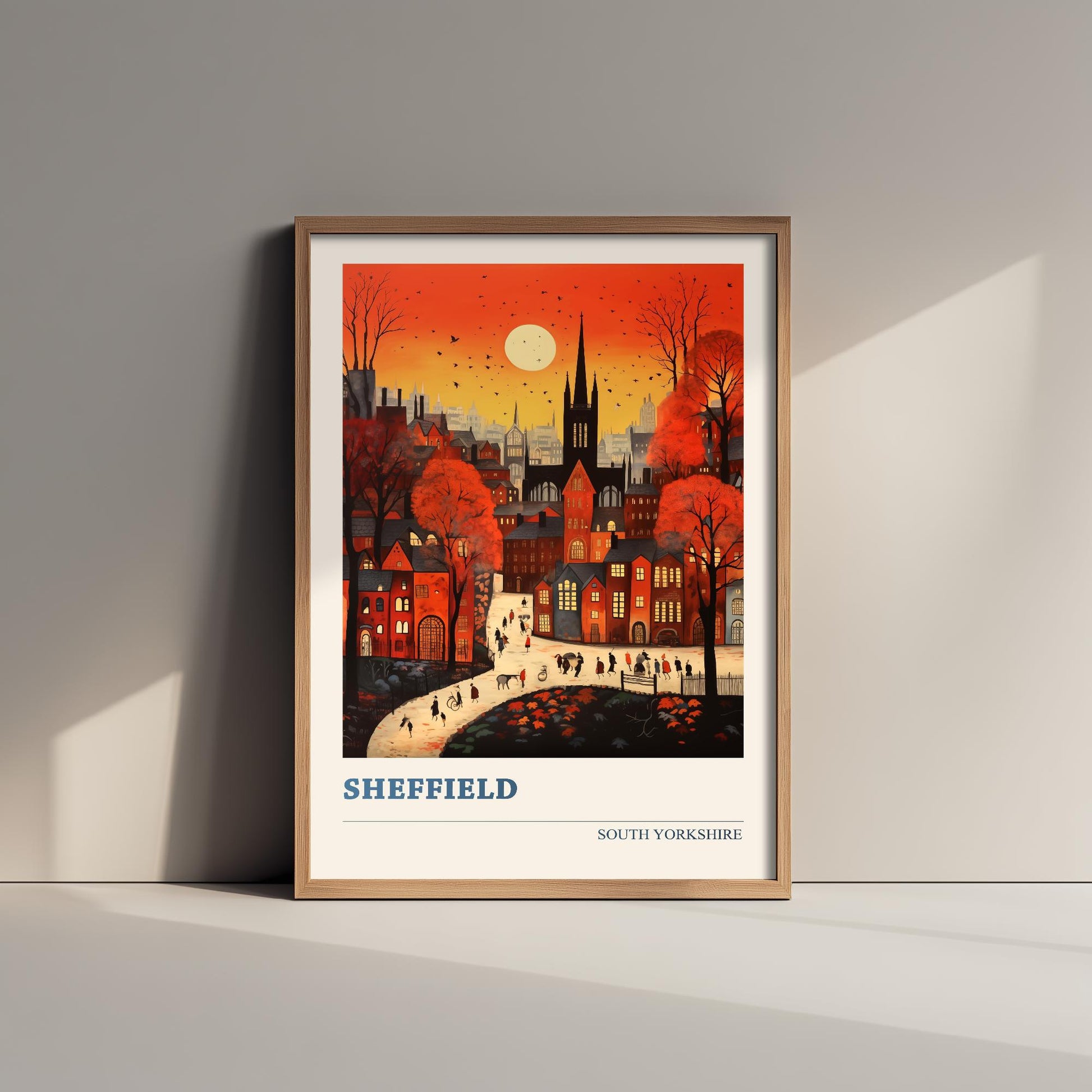 Sheffield Travel Poster - South Yorkshire, England Modern Art Print - Photo Painting Gift Visit Map