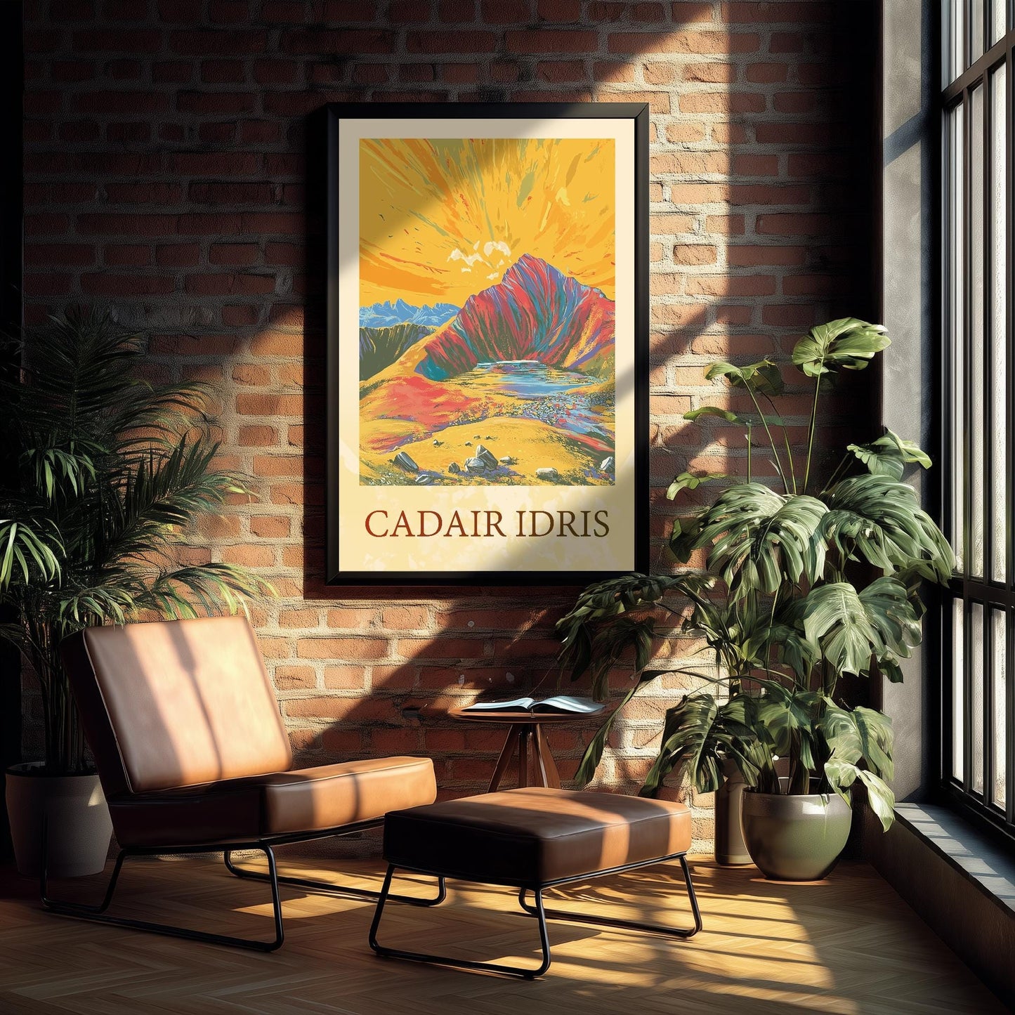Cadair Idris Sunshine Mountain Poster - The Three Peaks of Wales Art Print - Painting - Wales Illustration Gift