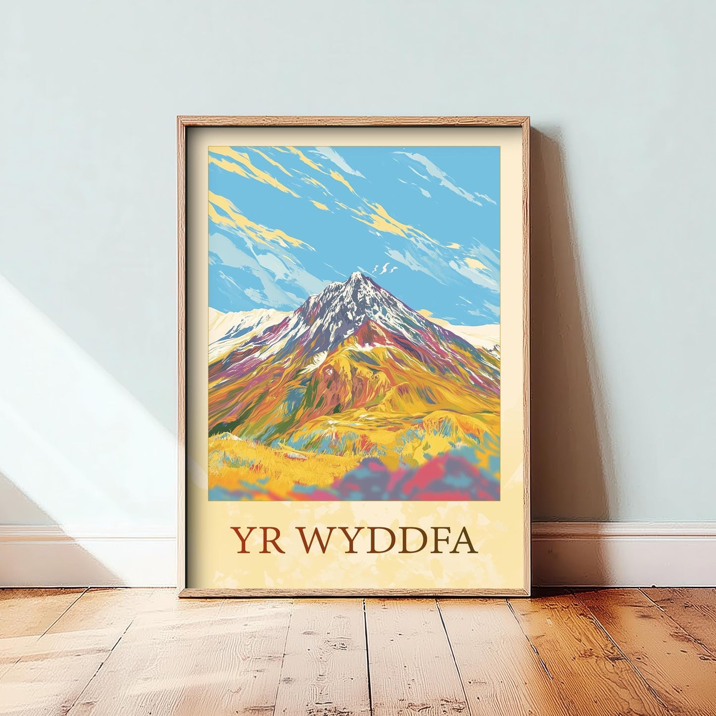 Yr Wyddfa Sunshine Mountain Poster - The Three Peaks of Wales Art Print - Painting - Wales Illustration Gift