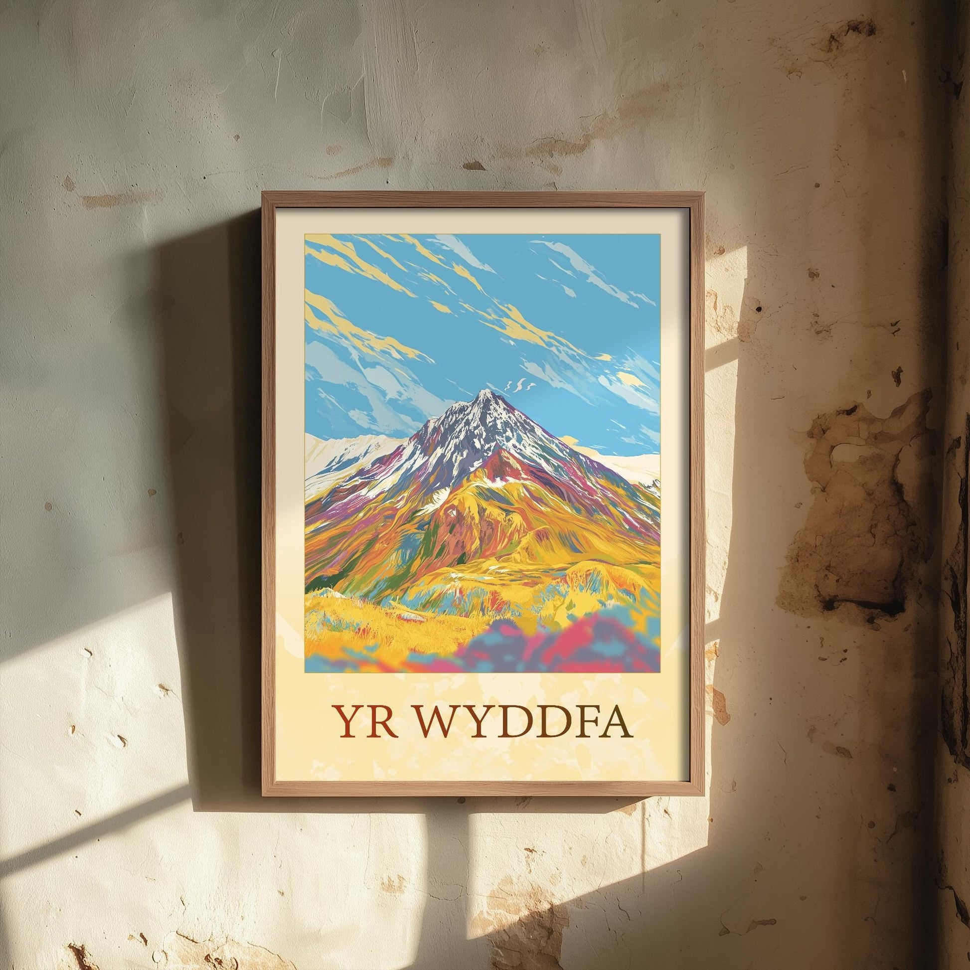 Yr Wyddfa Sunshine Mountain Poster - The Three Peaks of Wales Art Print - Painting - Wales Illustration Gift