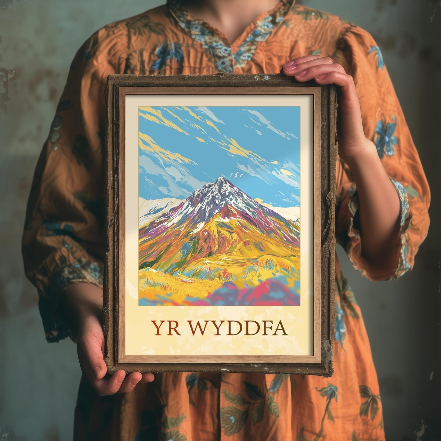 Yr Wyddfa Sunshine Mountain Poster - The Three Peaks of Wales Art Print - Painting - Wales Illustration Gift