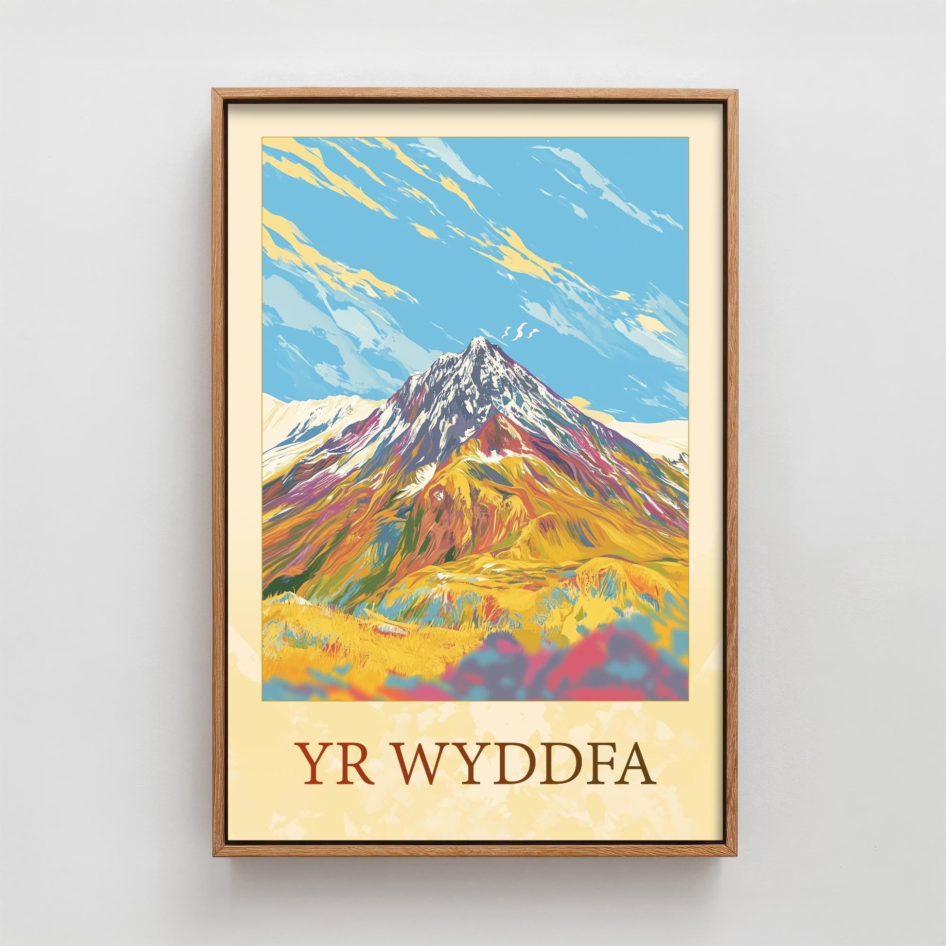 Yr Wyddfa Sunshine Mountain Poster - The Three Peaks of Wales Art Print - Painting - Wales Illustration Gift