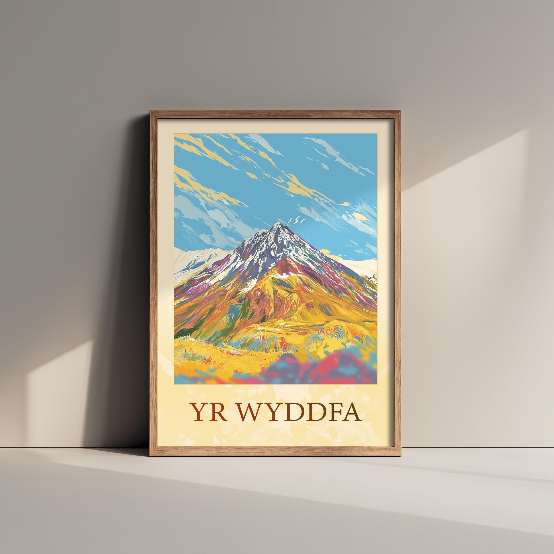 Yr Wyddfa Sunshine Mountain Poster - The Three Peaks of Wales Art Print - Painting - Wales Illustration Gift