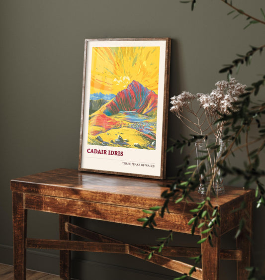 Cadair Idris Peaks of Wales Travel Poster V5 - Sunshine Edition - Art Print Painting Illustration