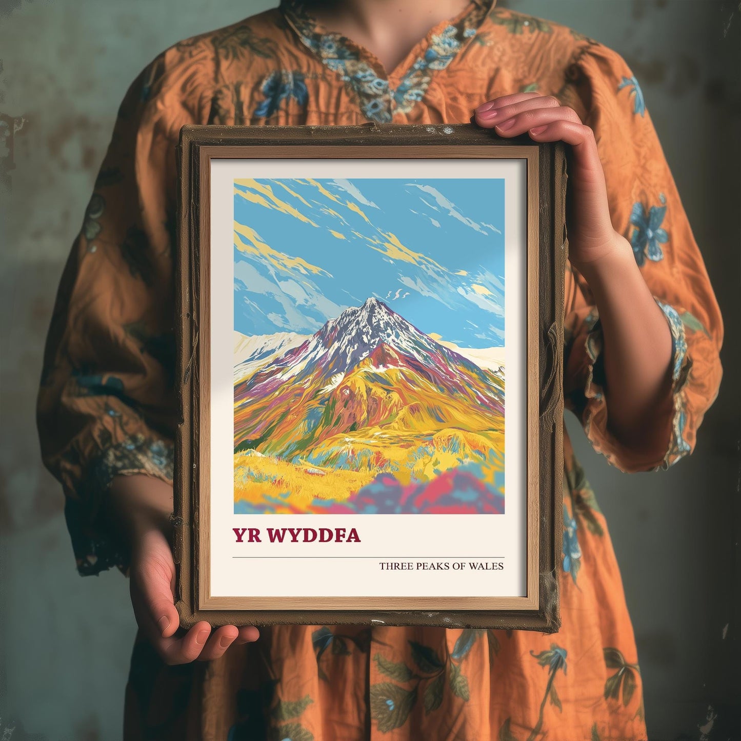 Yr Wyddfa Peaks of Wales Travel Poster V5 - Sunshine Edition - Art Print Painting Illustration