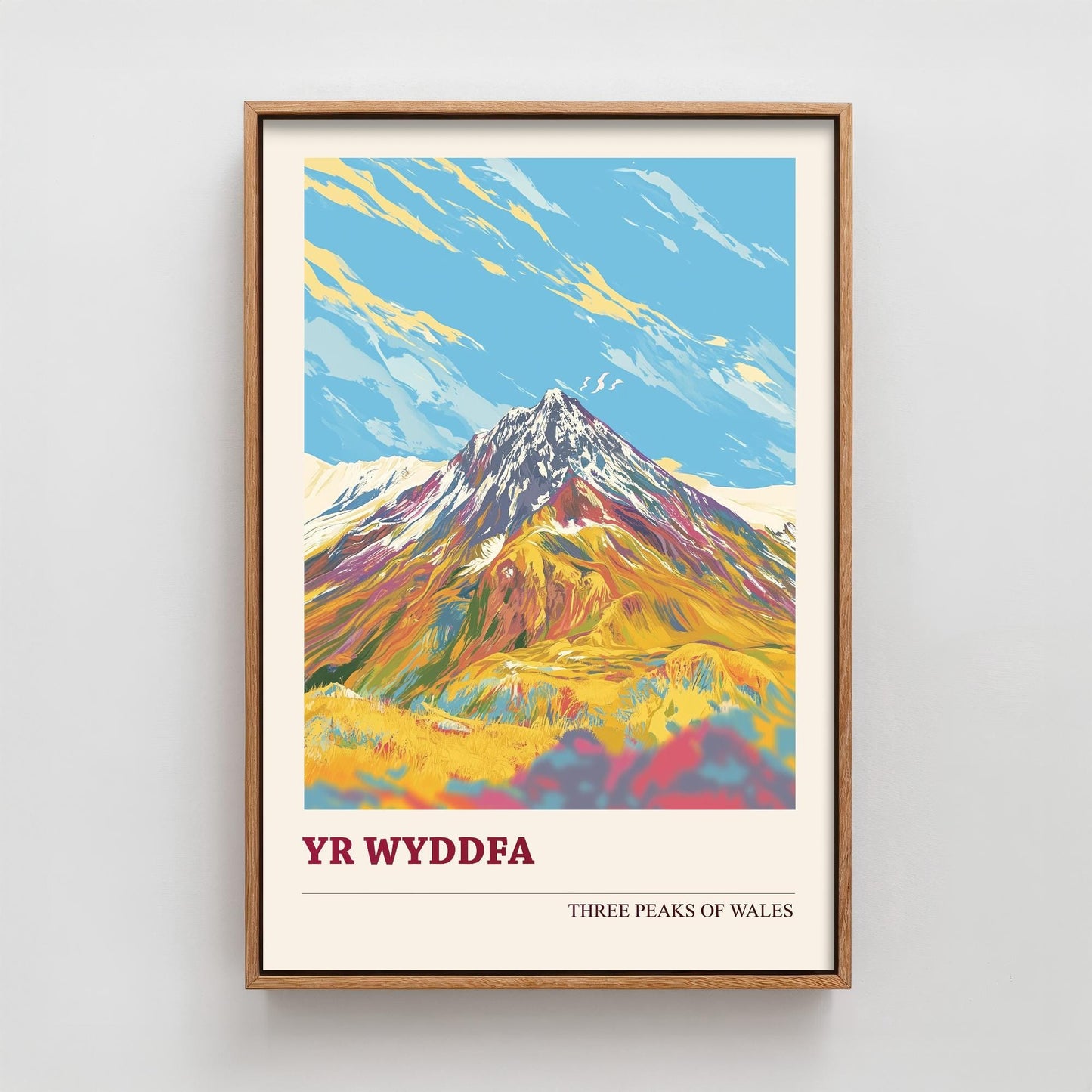 Yr Wyddfa Peaks of Wales Travel Poster V5 - Sunshine Edition - Art Print Painting Illustration