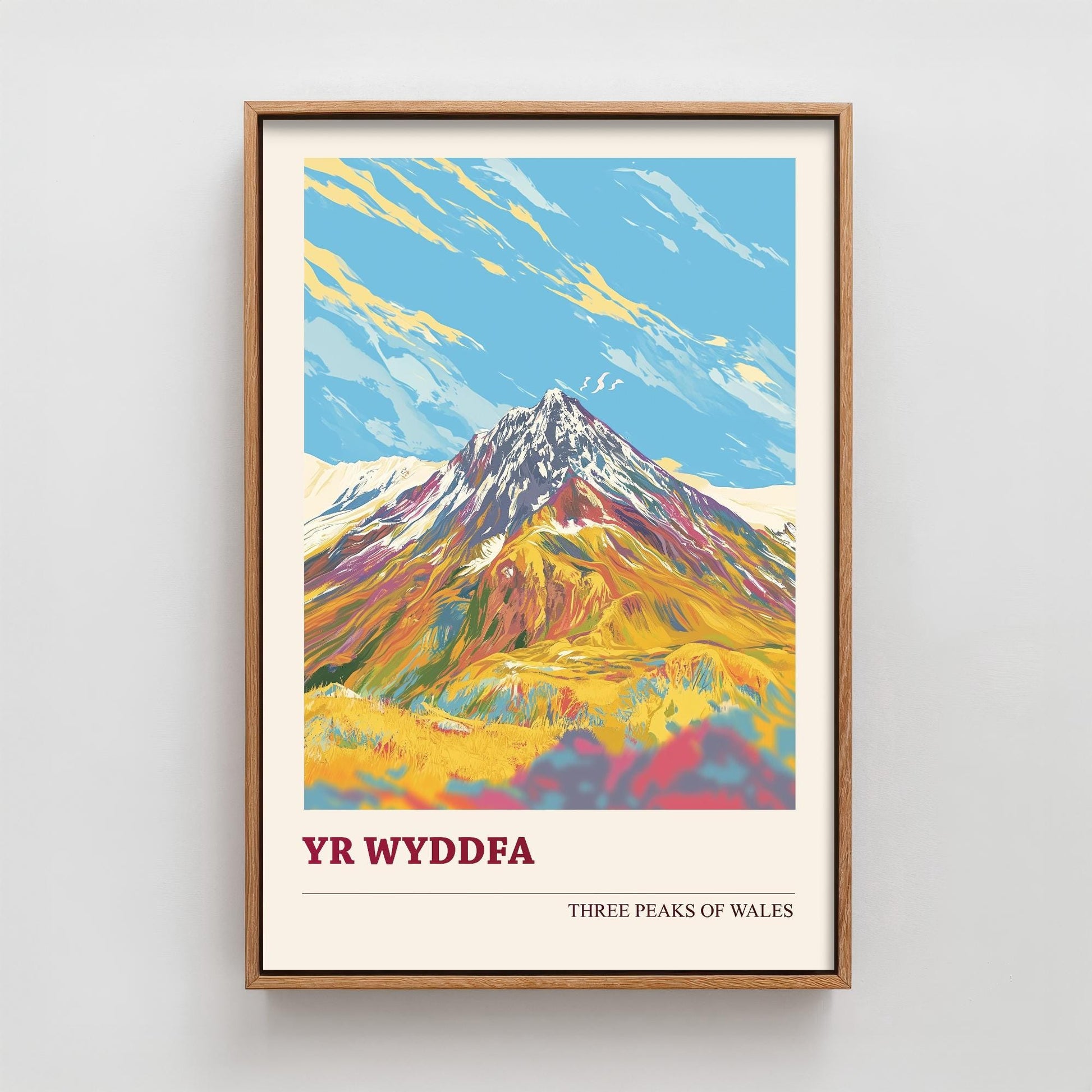 Yr Wyddfa Peaks of Wales Travel Poster V5 - Sunshine Edition - Art Print Painting Illustration
