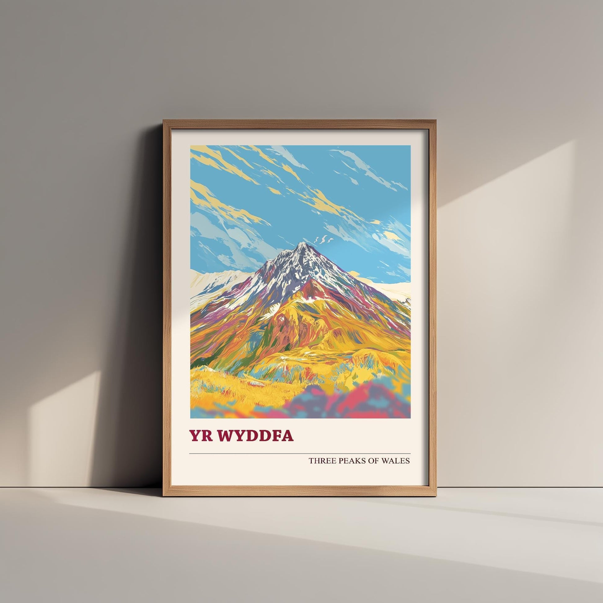 Yr Wyddfa Peaks of Wales Travel Poster V5 - Sunshine Edition - Art Print Painting Illustration