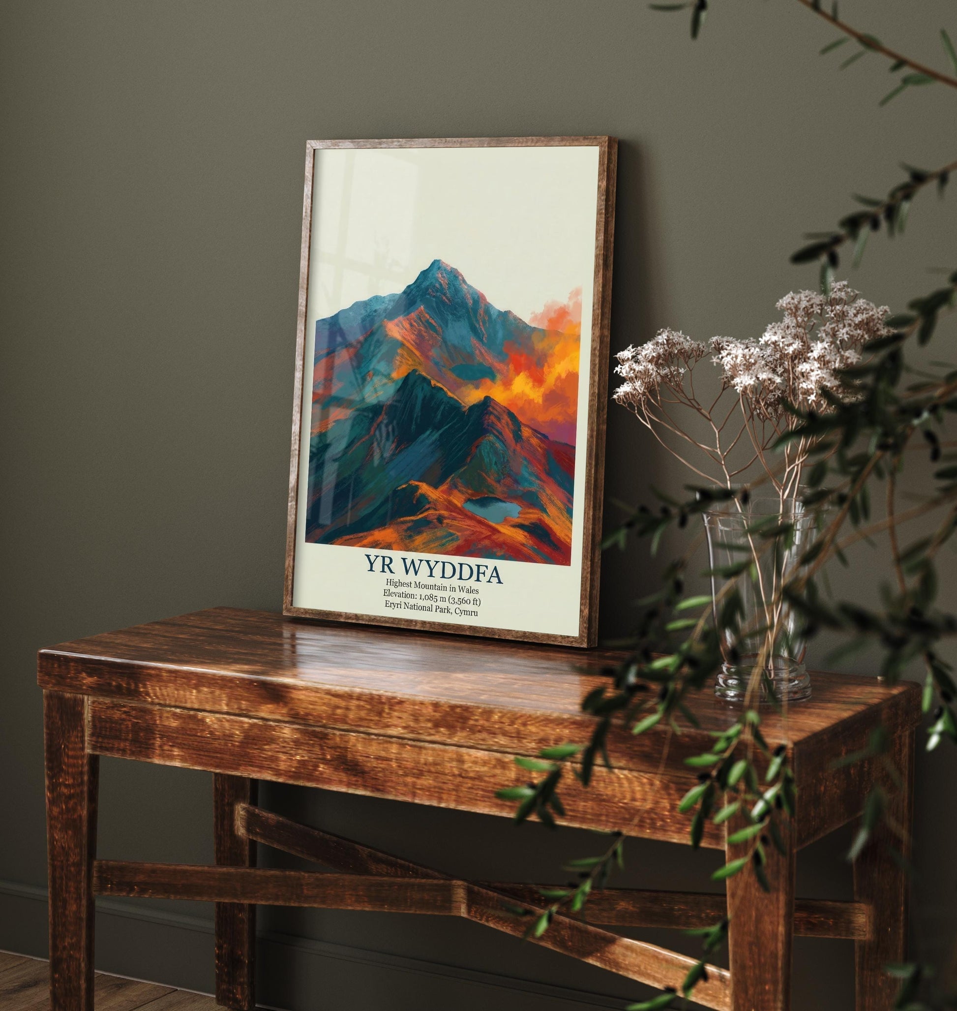 Yr Wyddfa Peaks of Britain Travel Poster - Mountain Art Print - Painting Golden Dust