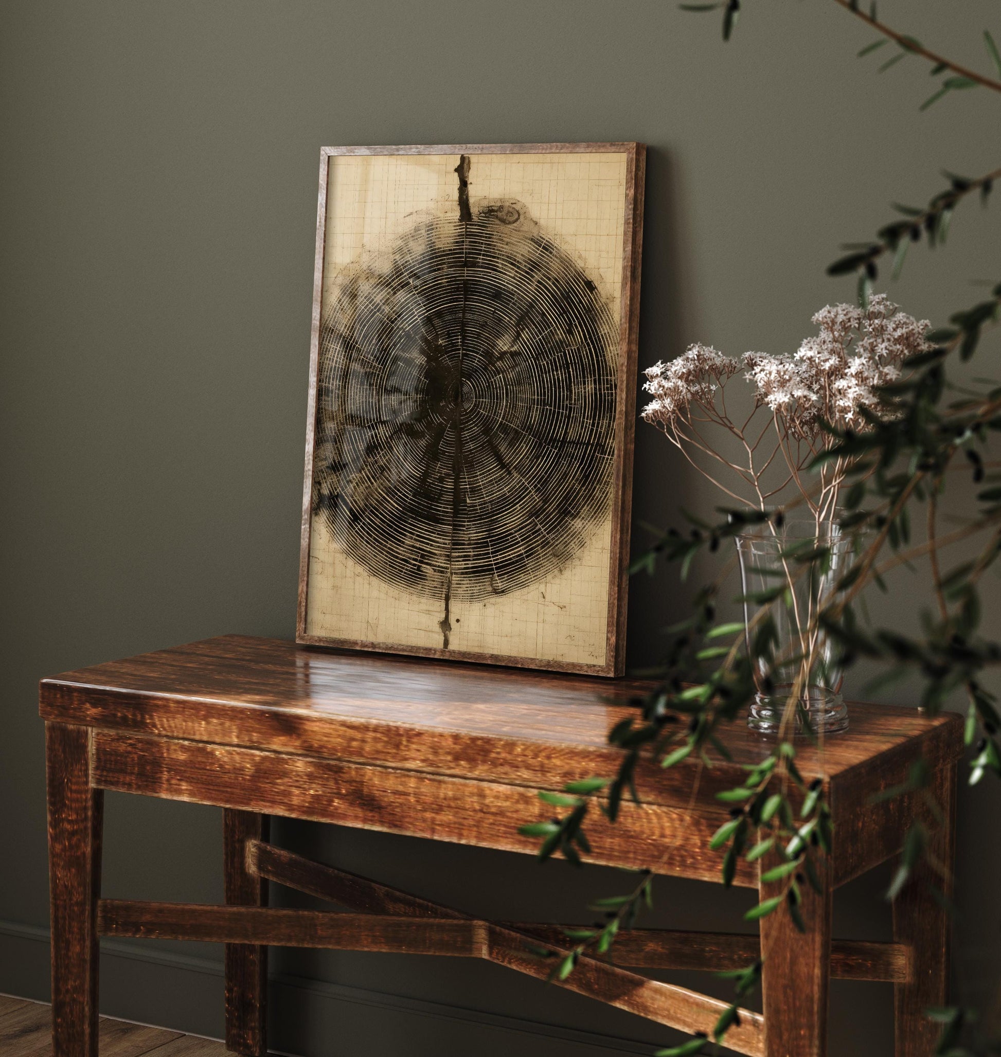 Tree Ring Stump Painting - Natural Pattern Art Print - Photo Poster Wall Gift Giclée Décor, Organic Wood Wooden Aged 2/3