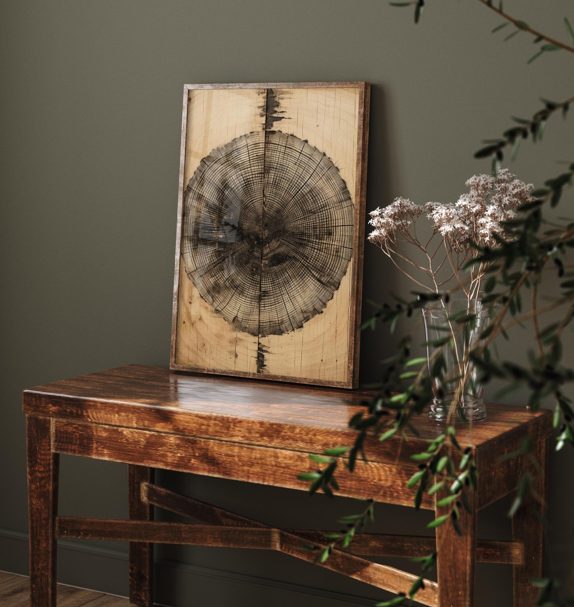 Tree Ring Stump Painting - Natural Pattern Art Print - Photo Poster Wall Gift Giclée Décor, Organic Wood Wooden Aged 3/3