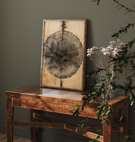Tree Ring Stump Painting - Natural Pattern Art Print - Photo Poster Wall Gift Giclée Décor, Organic Wood Wooden Aged 3/3