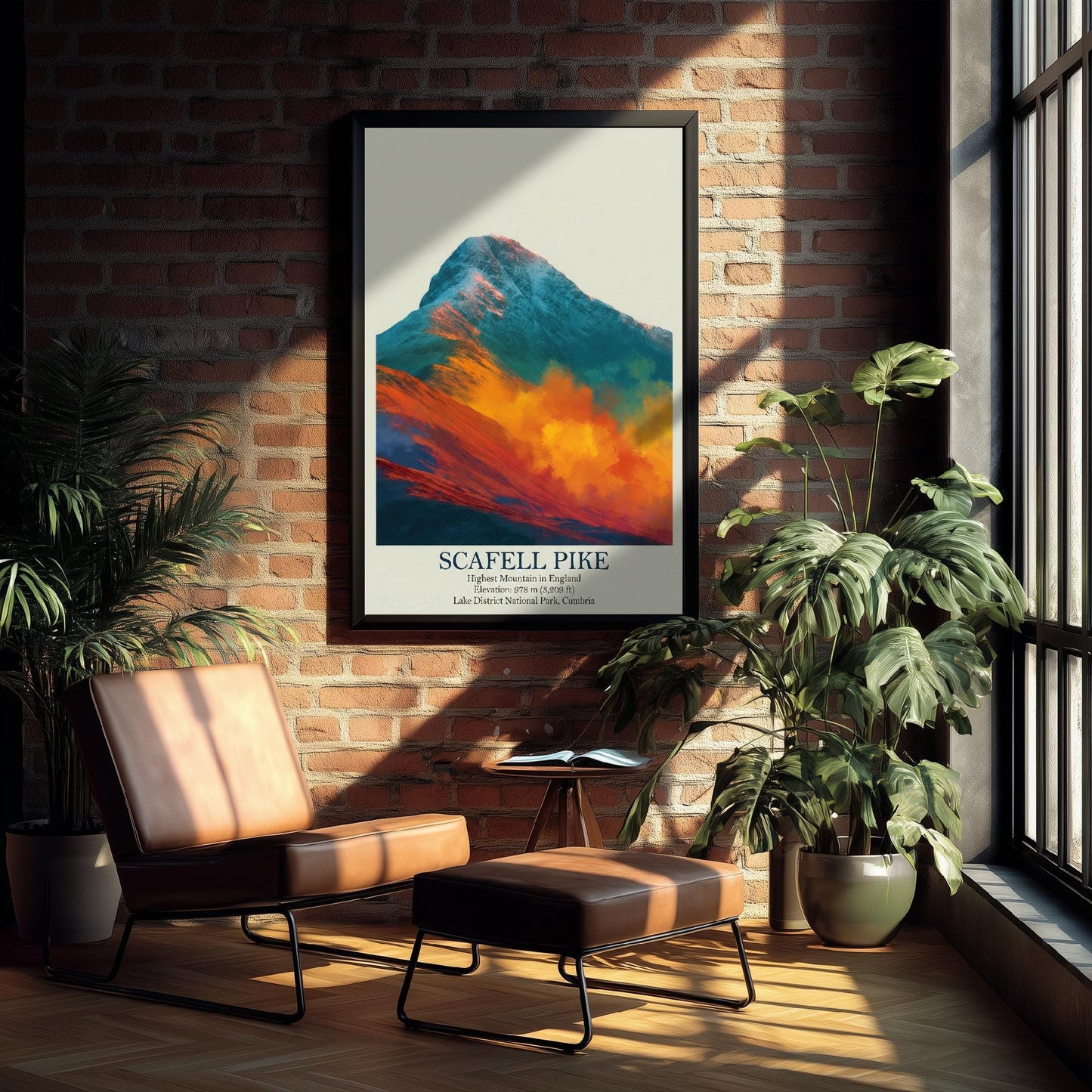 Scafell Pike Peaks of Britain Travel Poster - Mountain Art Print - Painting Golden Dust