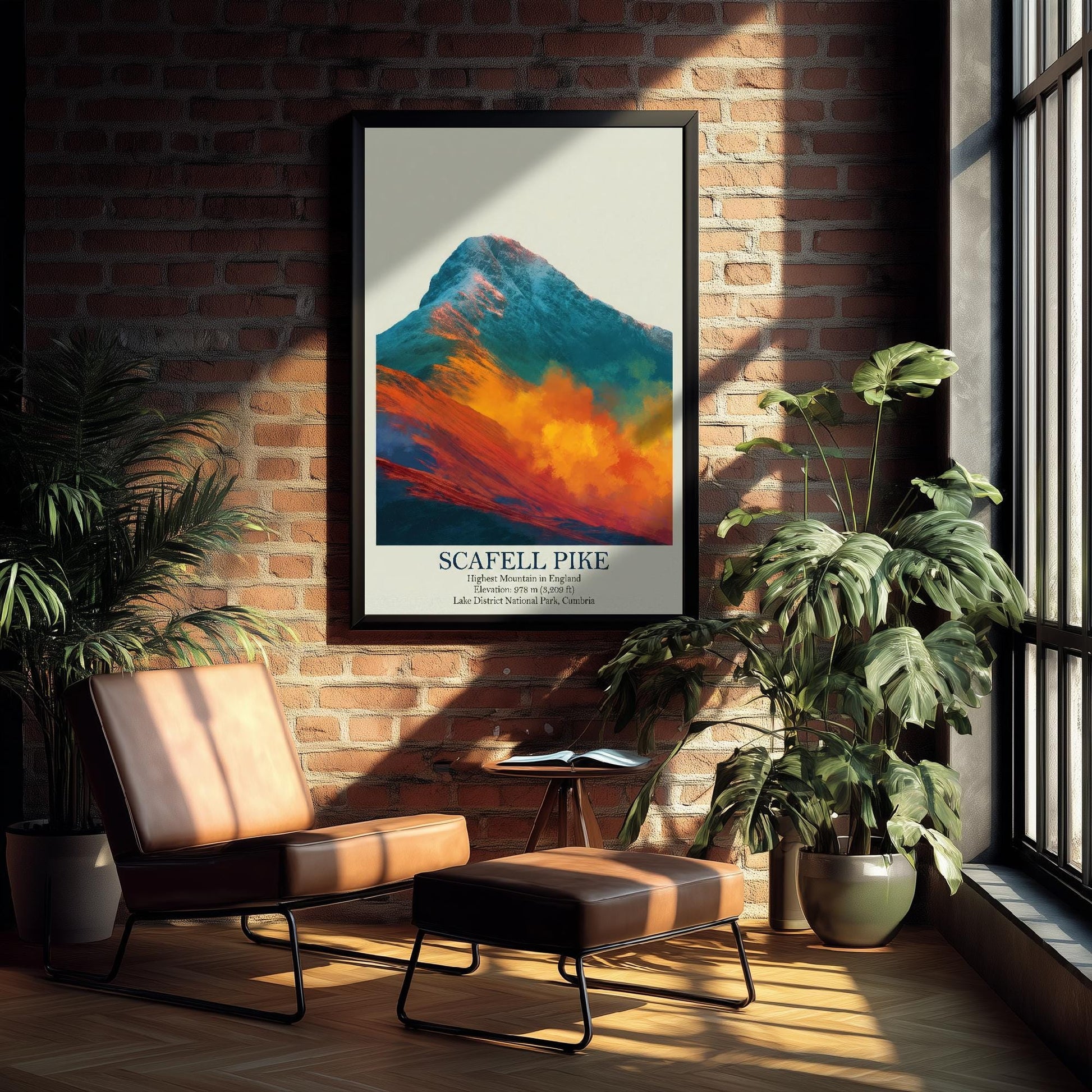 Scafell Pike Peaks of Britain Travel Poster - Mountain Art Print - Painting Golden Dust