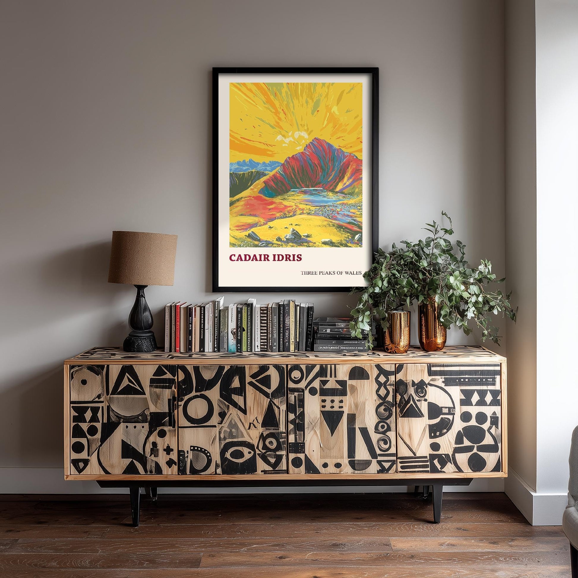 Cadair Idris Peaks of Wales Travel Poster V5 - Sunshine Edition - Art Print Painting Illustration