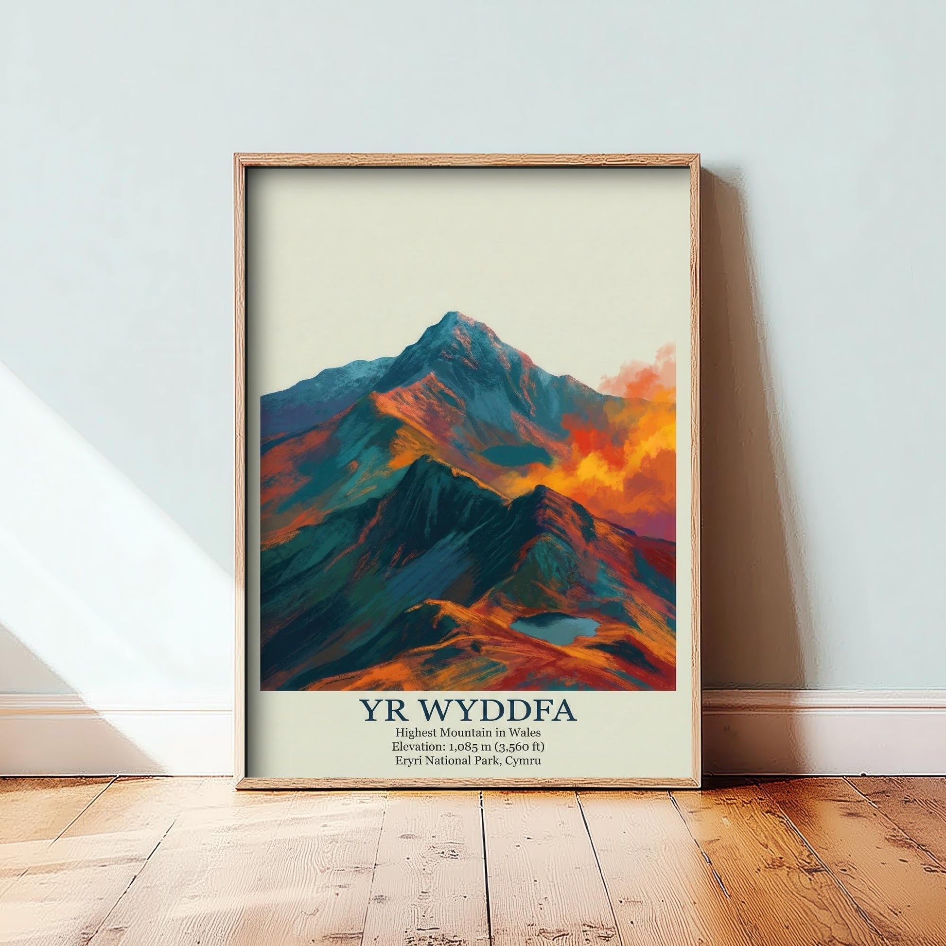 Yr Wyddfa Peaks of Britain Travel Poster - Mountain Art Print - Painting Golden Dust
