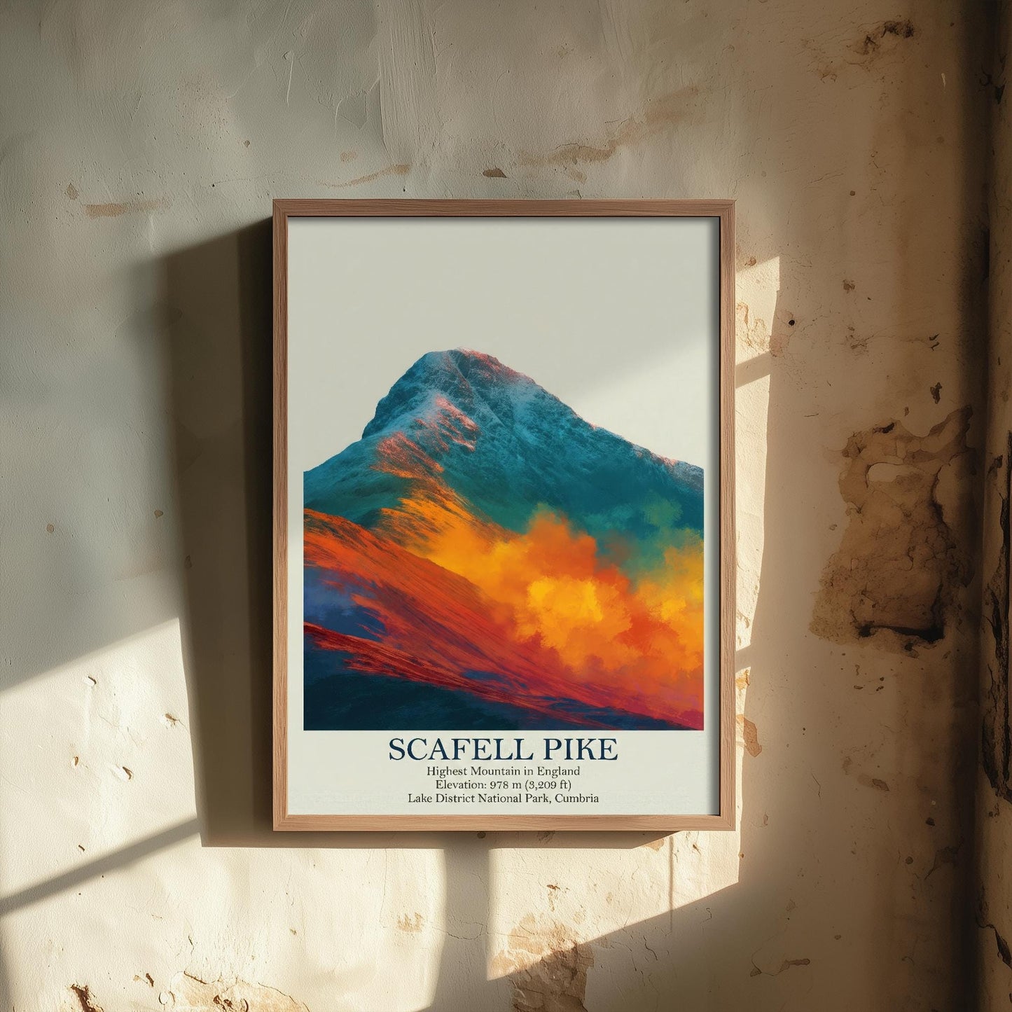 Scafell Pike Peaks of Britain Travel Poster - Mountain Art Print - Painting Golden Dust