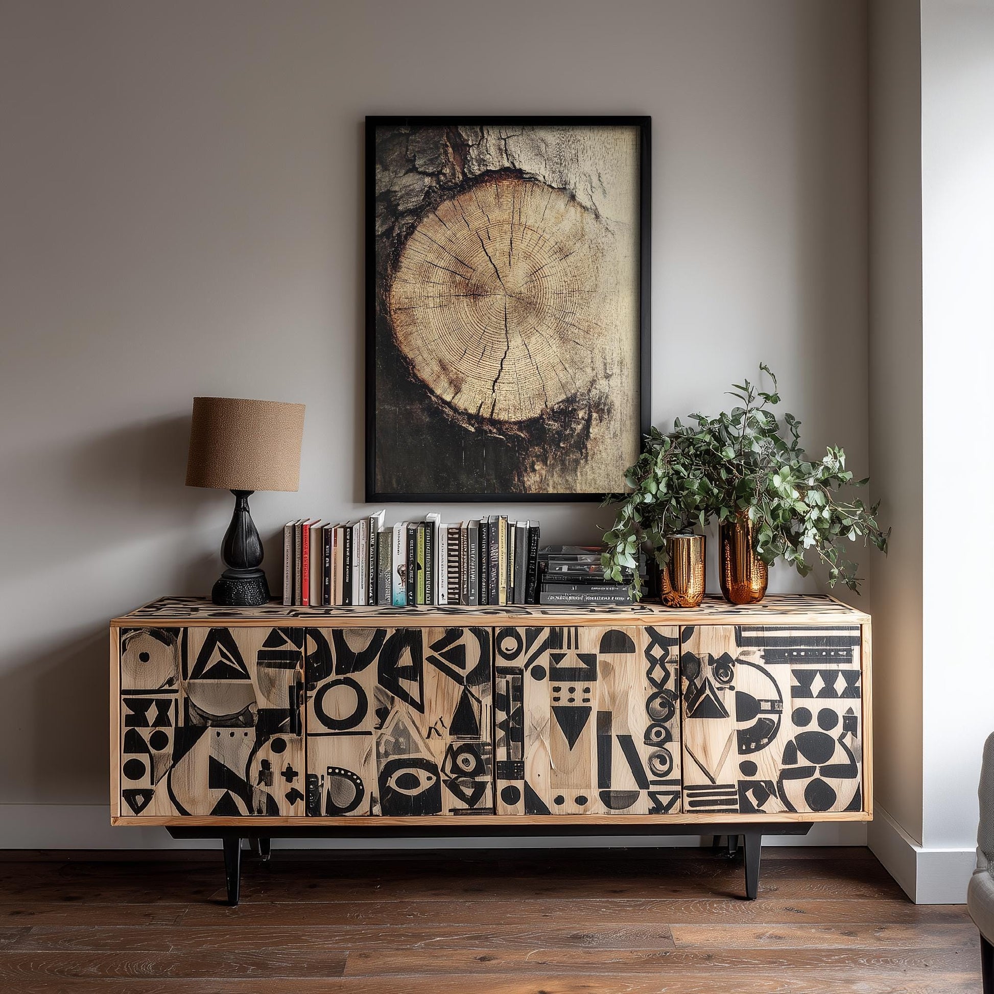 Tree Rings Stumps Painting V2 - Natural Pattern Art Print - Photo Poster Wall Gift Giclée Décor, Organic Wood Wooden Aged 1/3