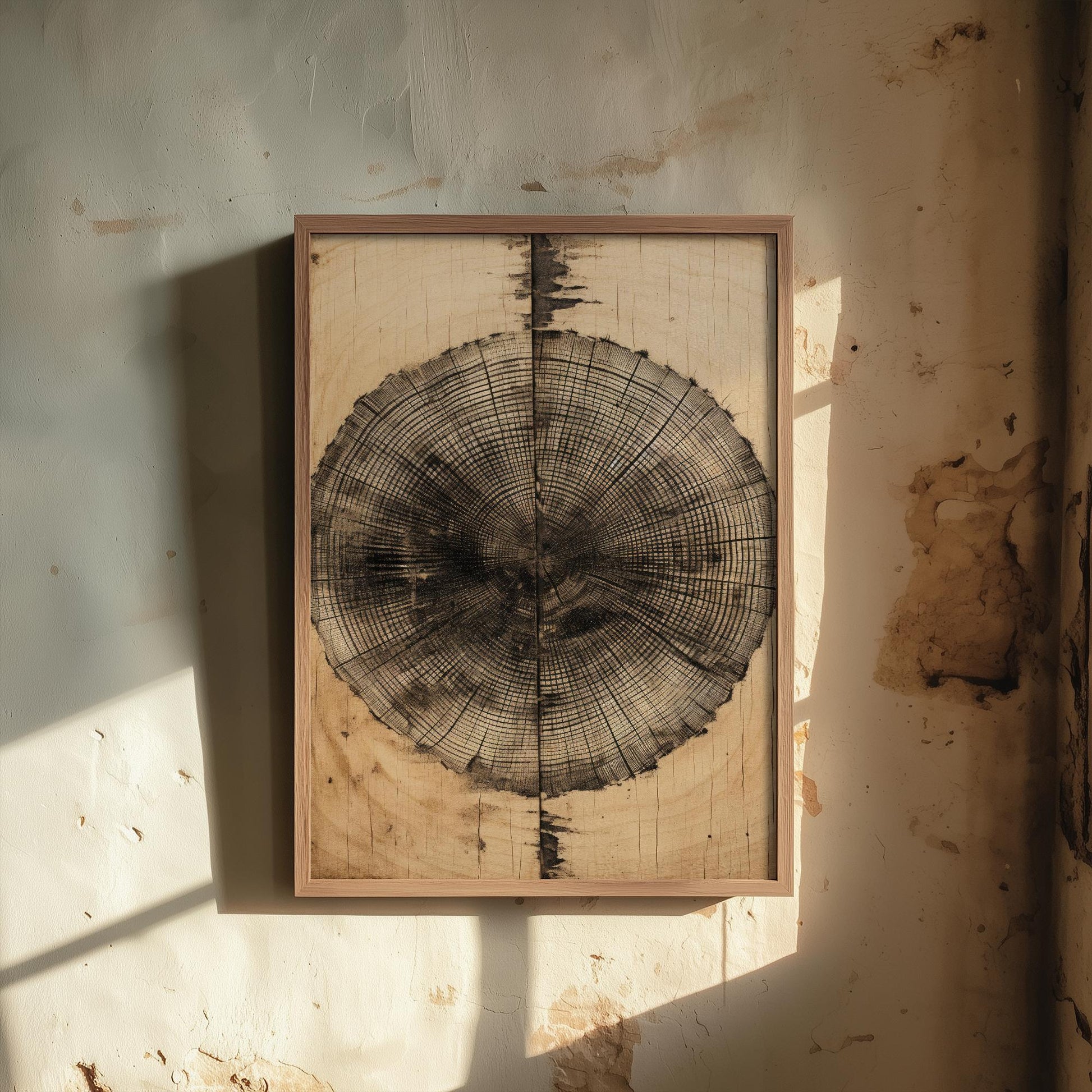 Tree Ring Stump Painting - Natural Pattern Art Print - Photo Poster Wall Gift Giclée Décor, Organic Wood Wooden Aged 3/3