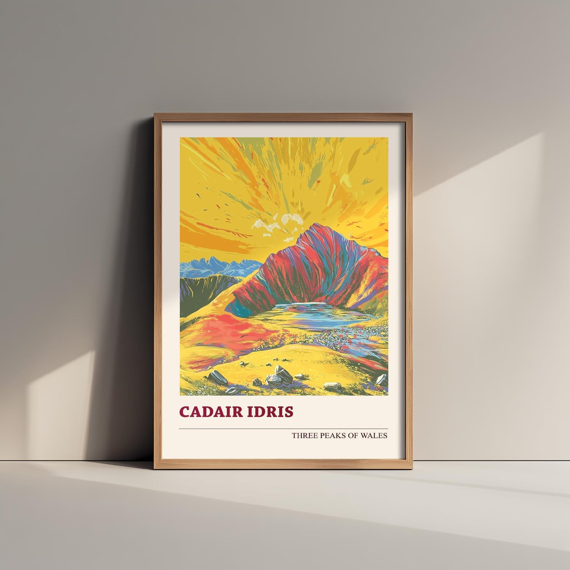 Cadair Idris Peaks of Wales Travel Poster V5 - Sunshine Edition - Art Print Painting Illustration