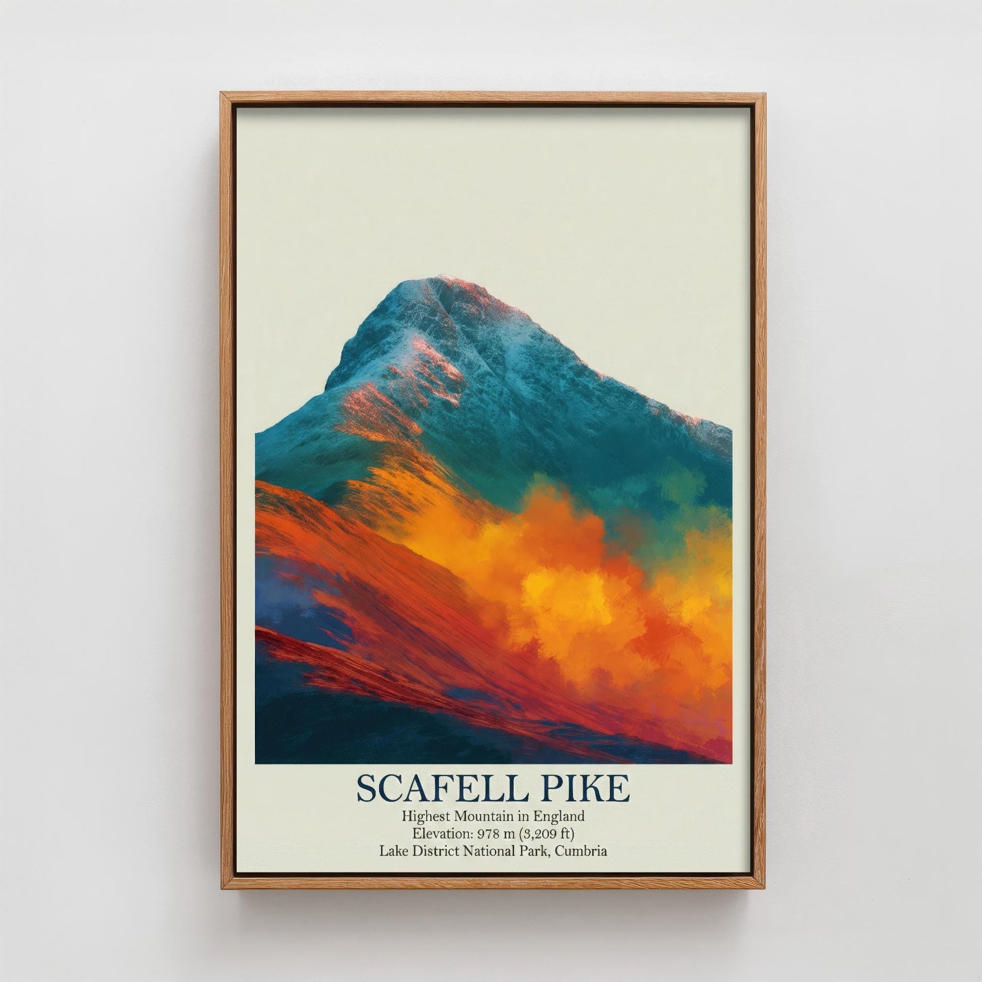 Scafell Pike Peaks of Britain Travel Poster - Mountain Art Print - Painting Golden Dust
