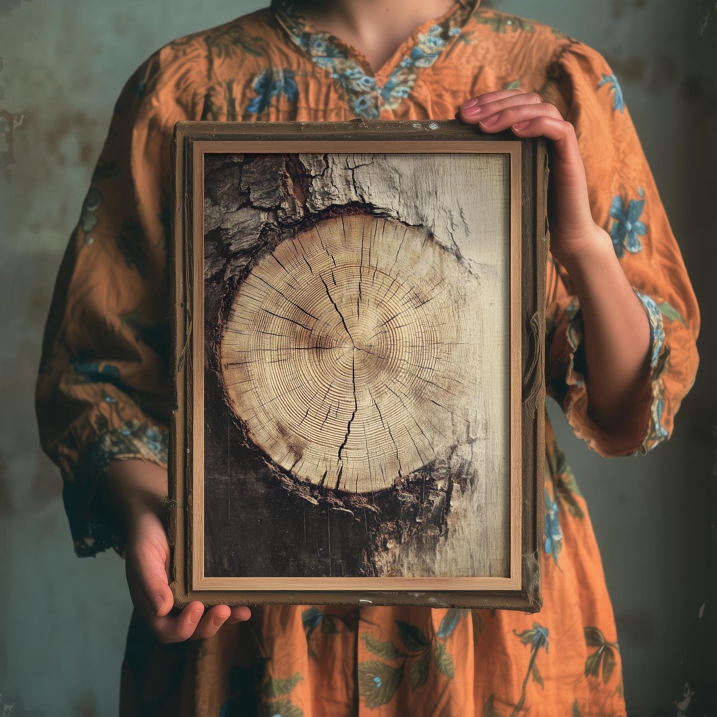 Tree Rings Stumps Painting V2 - Natural Pattern Art Print - Photo Poster Wall Gift Giclée Décor, Organic Wood Wooden Aged 1/3