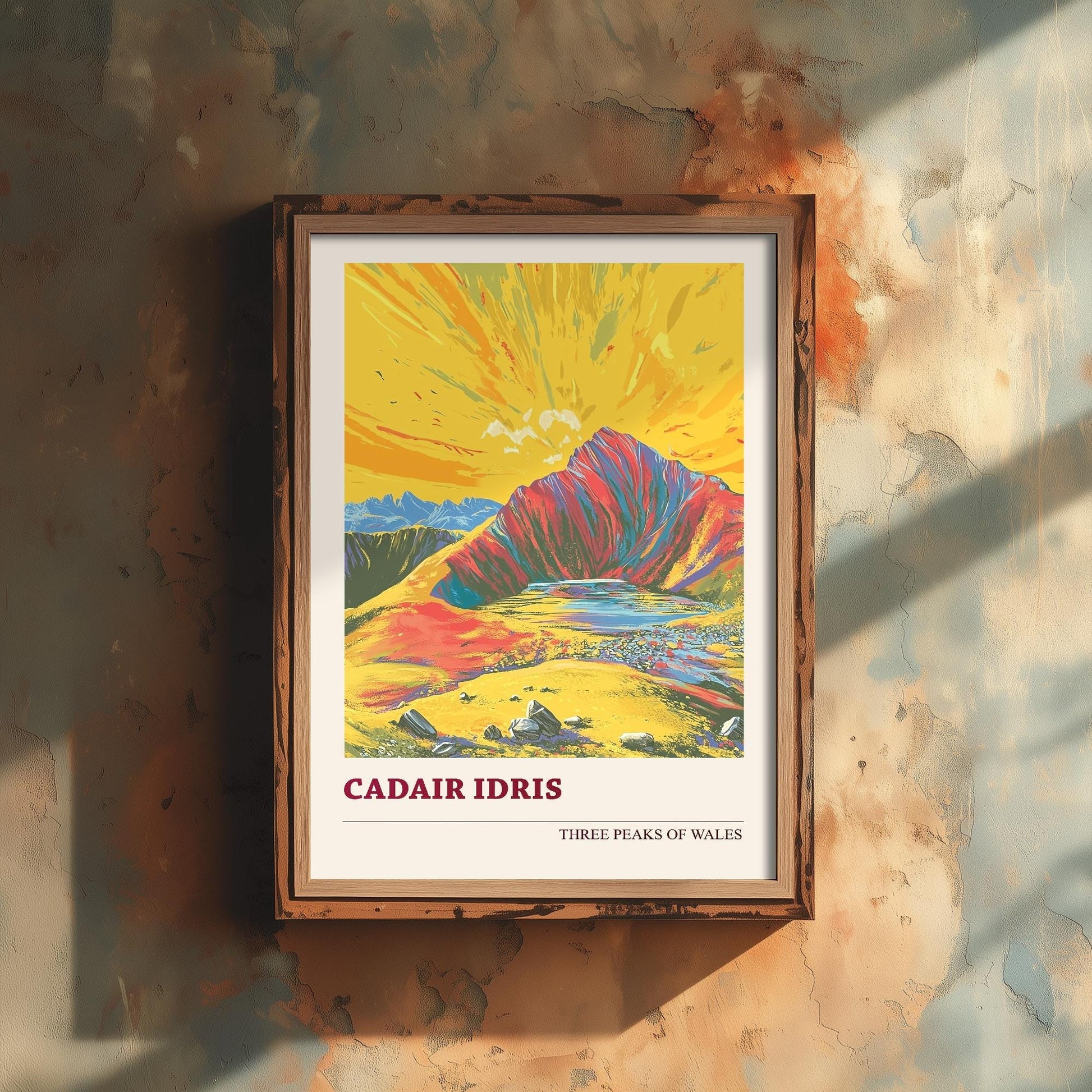 Cadair Idris Peaks of Wales Travel Poster V5 - Sunshine Edition - Art Print Painting Illustration