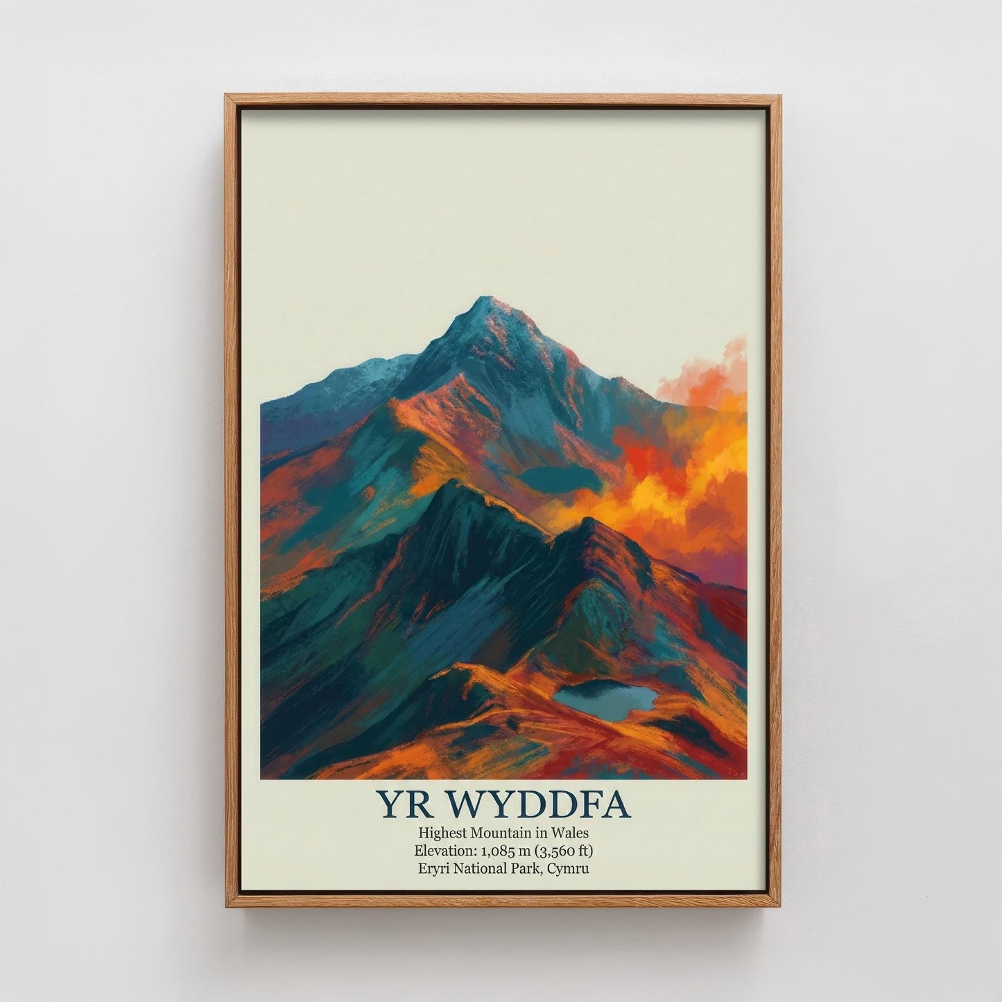Yr Wyddfa Peaks of Britain Travel Poster - Mountain Art Print - Painting Golden Dust