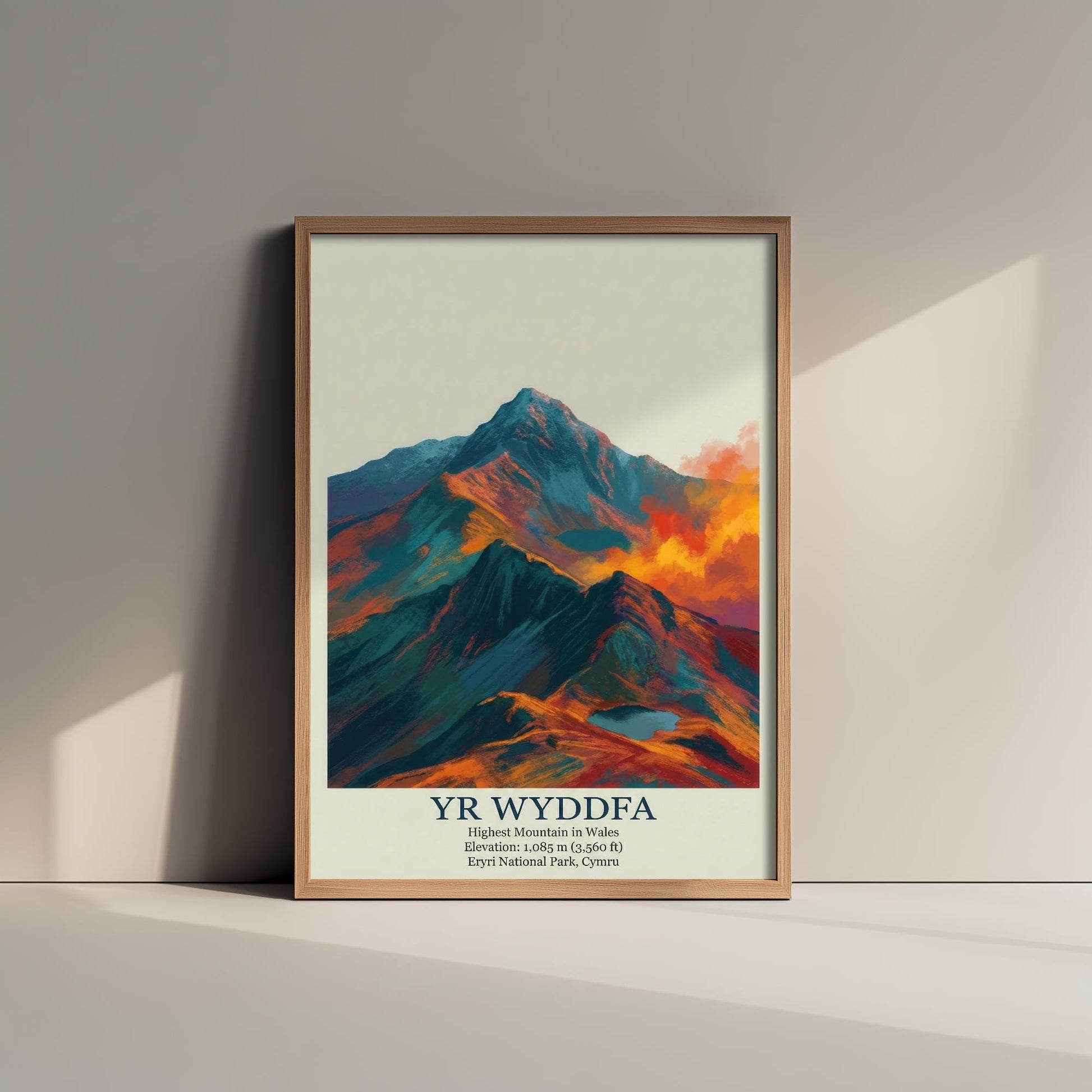 Yr Wyddfa Peaks of Britain Travel Poster - Mountain Art Print - Painting Golden Dust