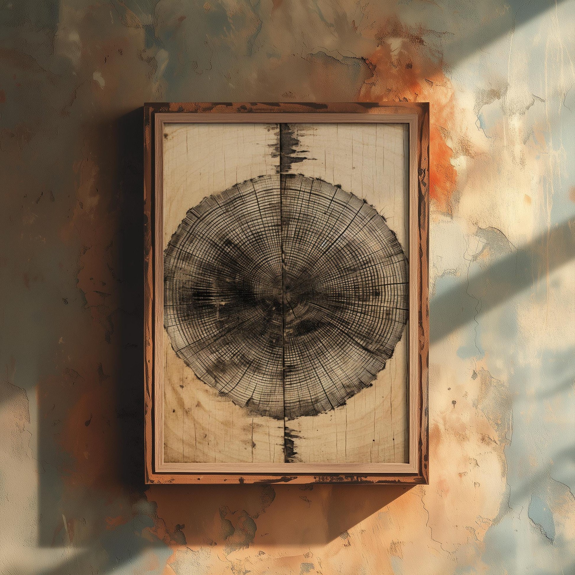 Tree Ring Stump Painting - Natural Pattern Art Print - Photo Poster Wall Gift Giclée Décor, Organic Wood Wooden Aged 3/3