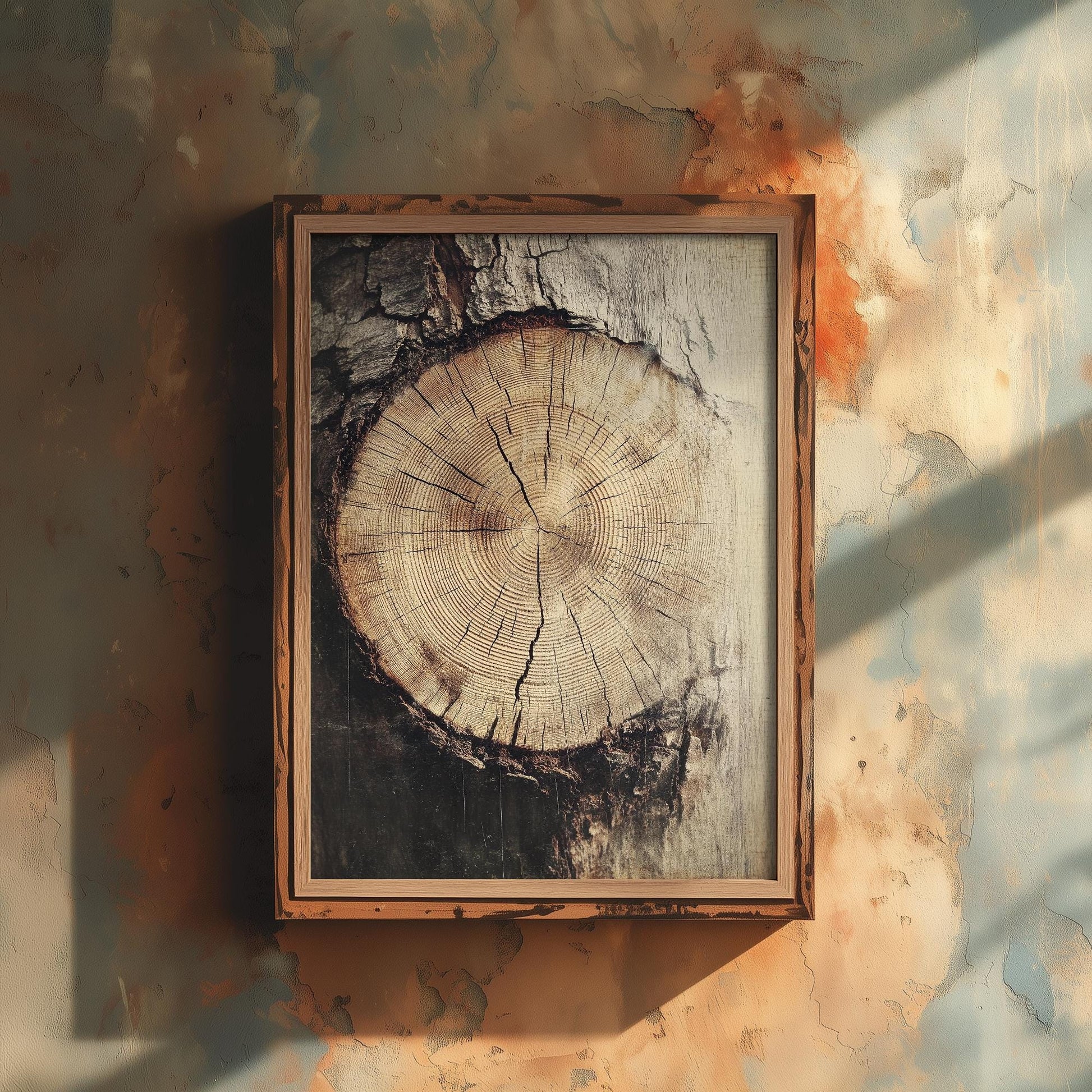 Tree Rings Stumps Painting V2 - Natural Pattern Art Print - Photo Poster Wall Gift Giclée Décor, Organic Wood Wooden Aged 1/3