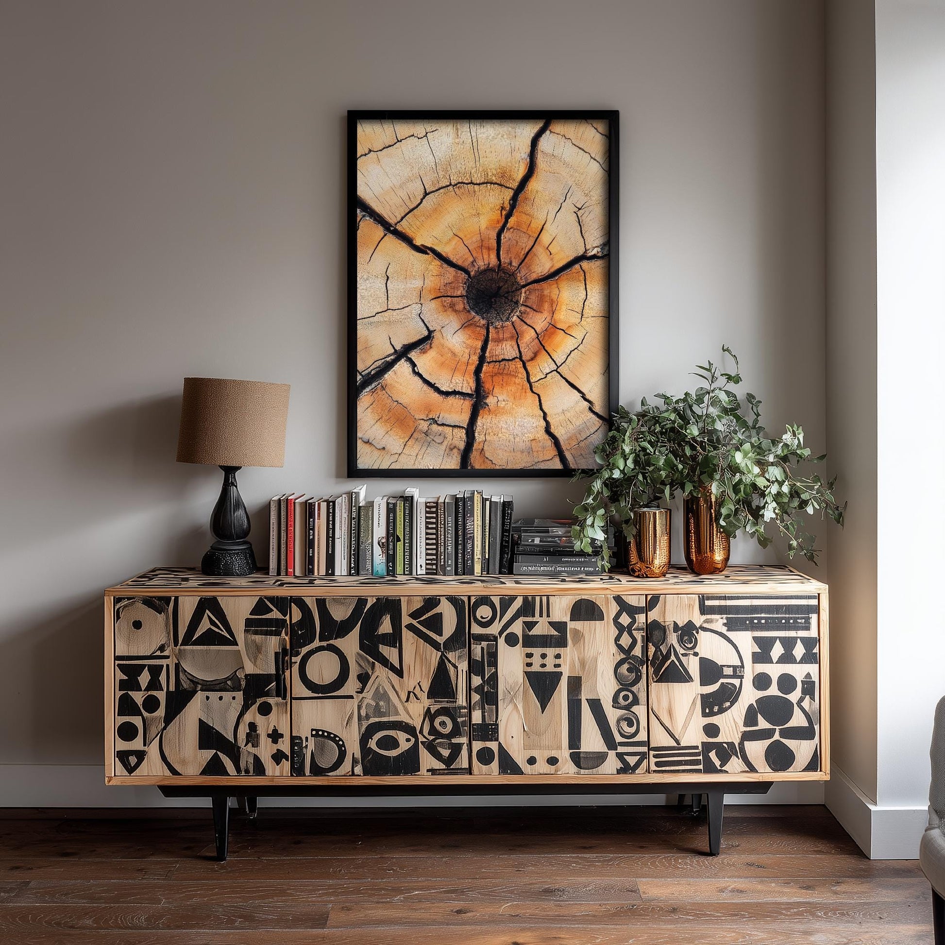 Tree Rings Stumps Painting V5 - Natural Pattern Art Print - Photo Poster Wall Gift Giclée Décor, Organic Wood Wooden Aged 1/3