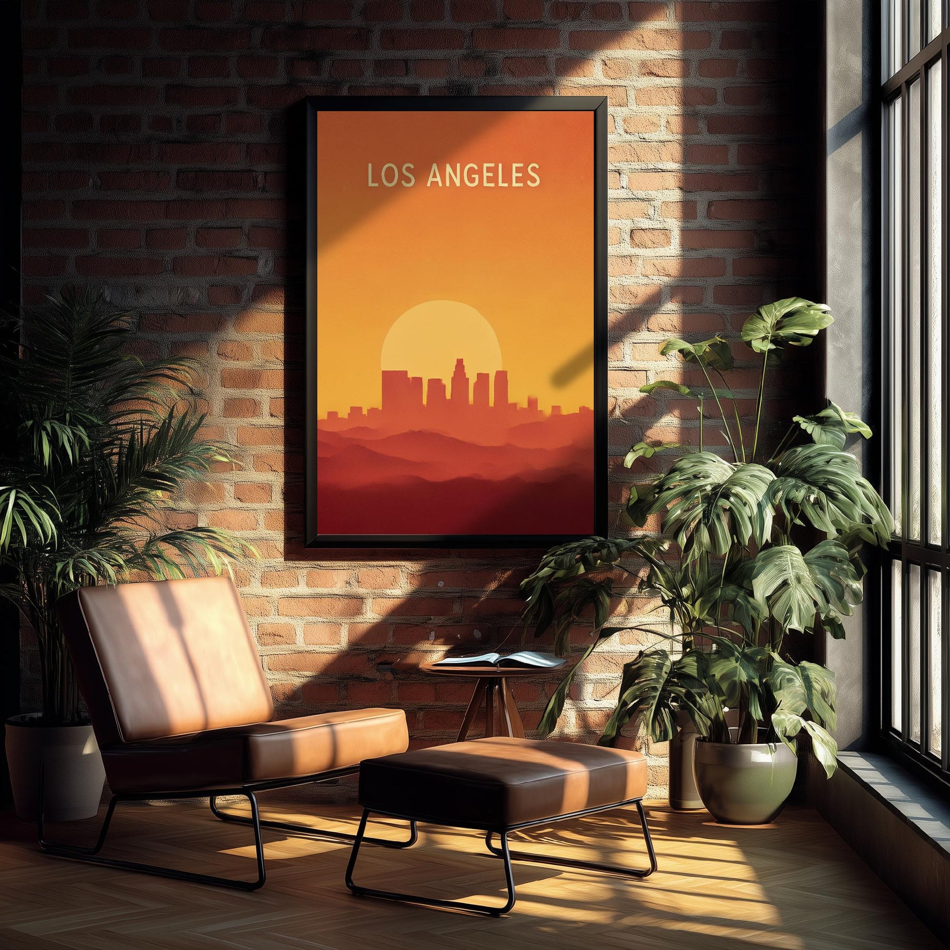 Los Angeles Minimalist Skyline Poster - Modern Travel Art Print - Painting Gift Map Retro