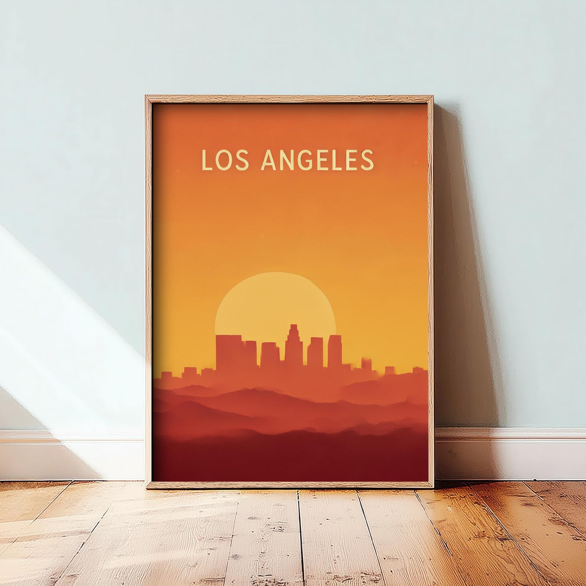 Los Angeles Minimalist Skyline Poster - Modern Travel Art Print - Painting Gift Map Retro