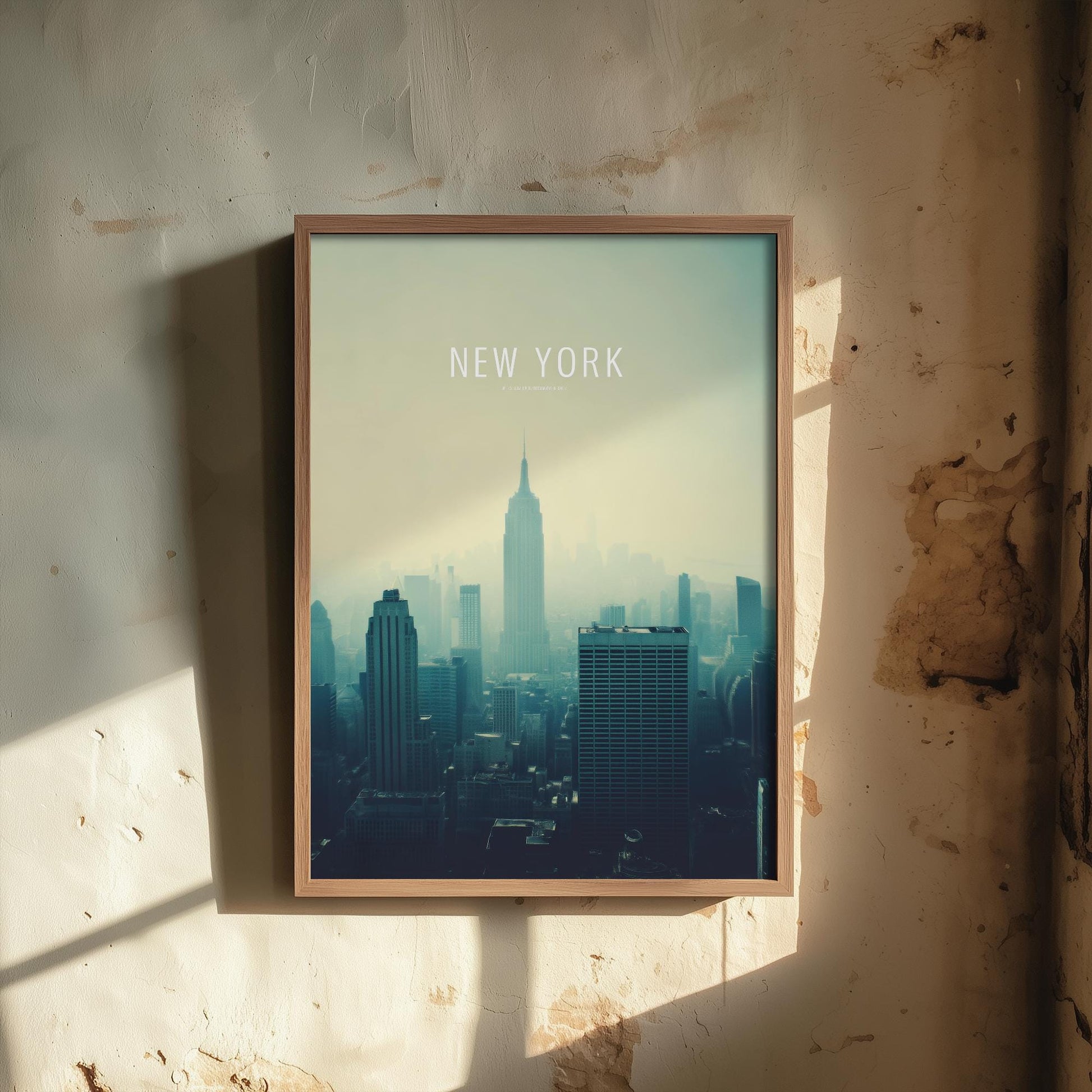 New York Minimalist Skyline Poster - Modern Travel Art Print - Painting Gift Map Retro