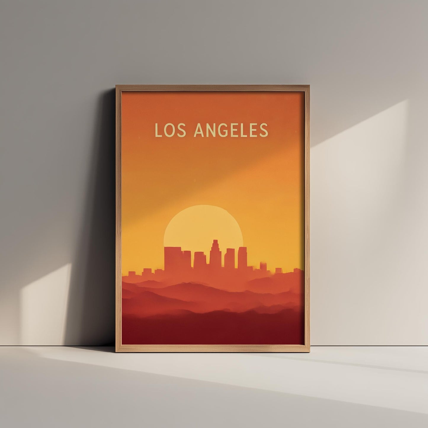 Los Angeles Minimalist Skyline Poster - Modern Travel Art Print - Painting Gift Map Retro