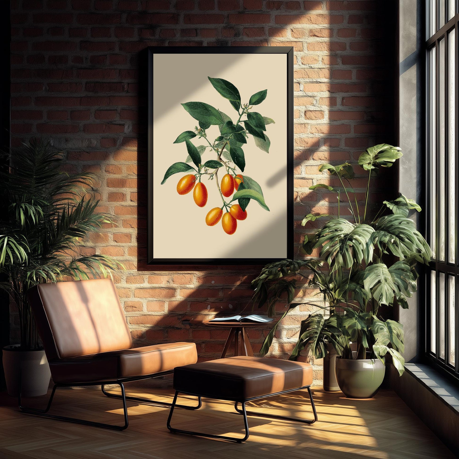 Kumquats Vintage Botanical Fruit Art Print - Painting - Poster Cooking Kitchen
