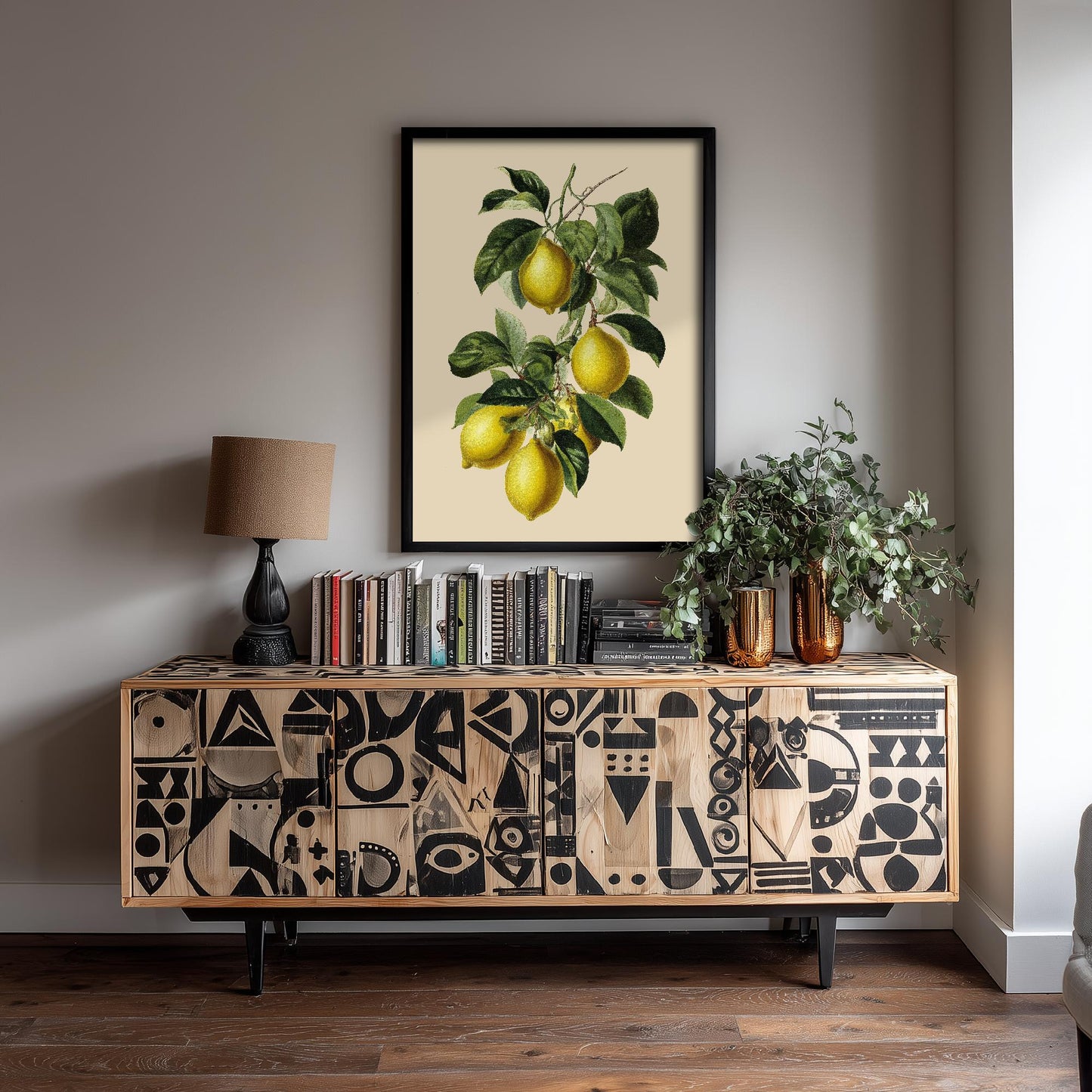 Lemons Vintage Botanical Fruit Art Print - Painting - Poster Cooking Kitchen