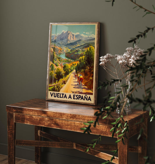 Vuelta a Espana Vintage Cycling Poster - Art Print - Bicycle Painting Gift Grand Tour Road