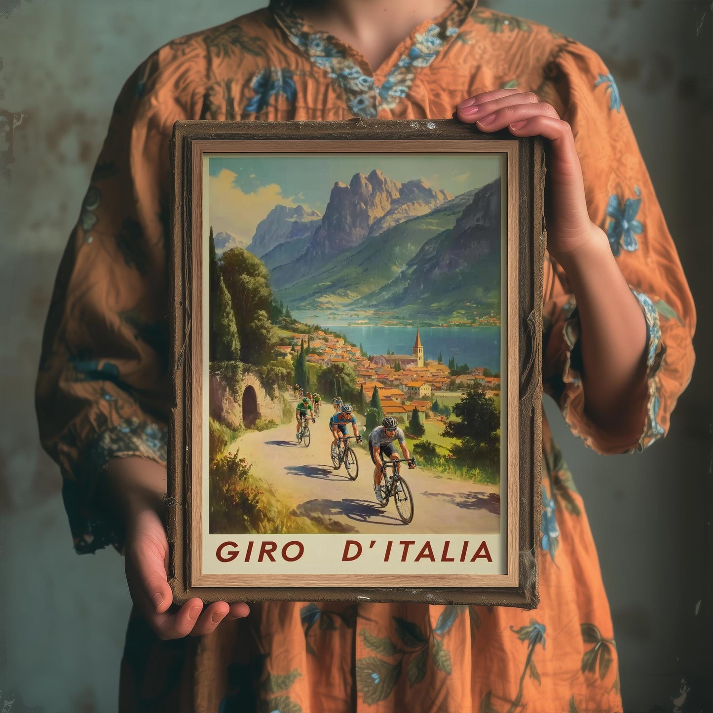 Giro D'Italia Vintage Cycling Poster - Art Print - Bicycle Painting Gift Grand Tour Road
