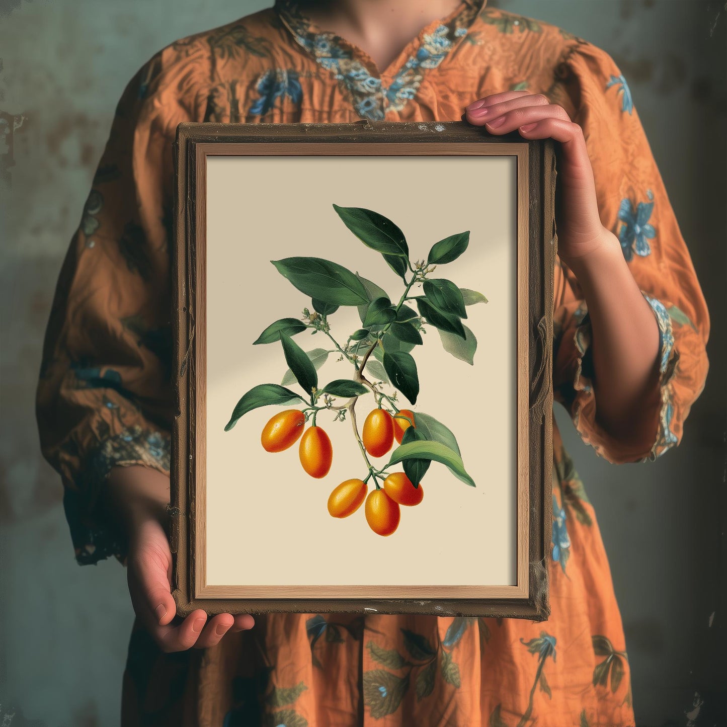 Kumquats Vintage Botanical Fruit Art Print - Painting - Poster Cooking Kitchen