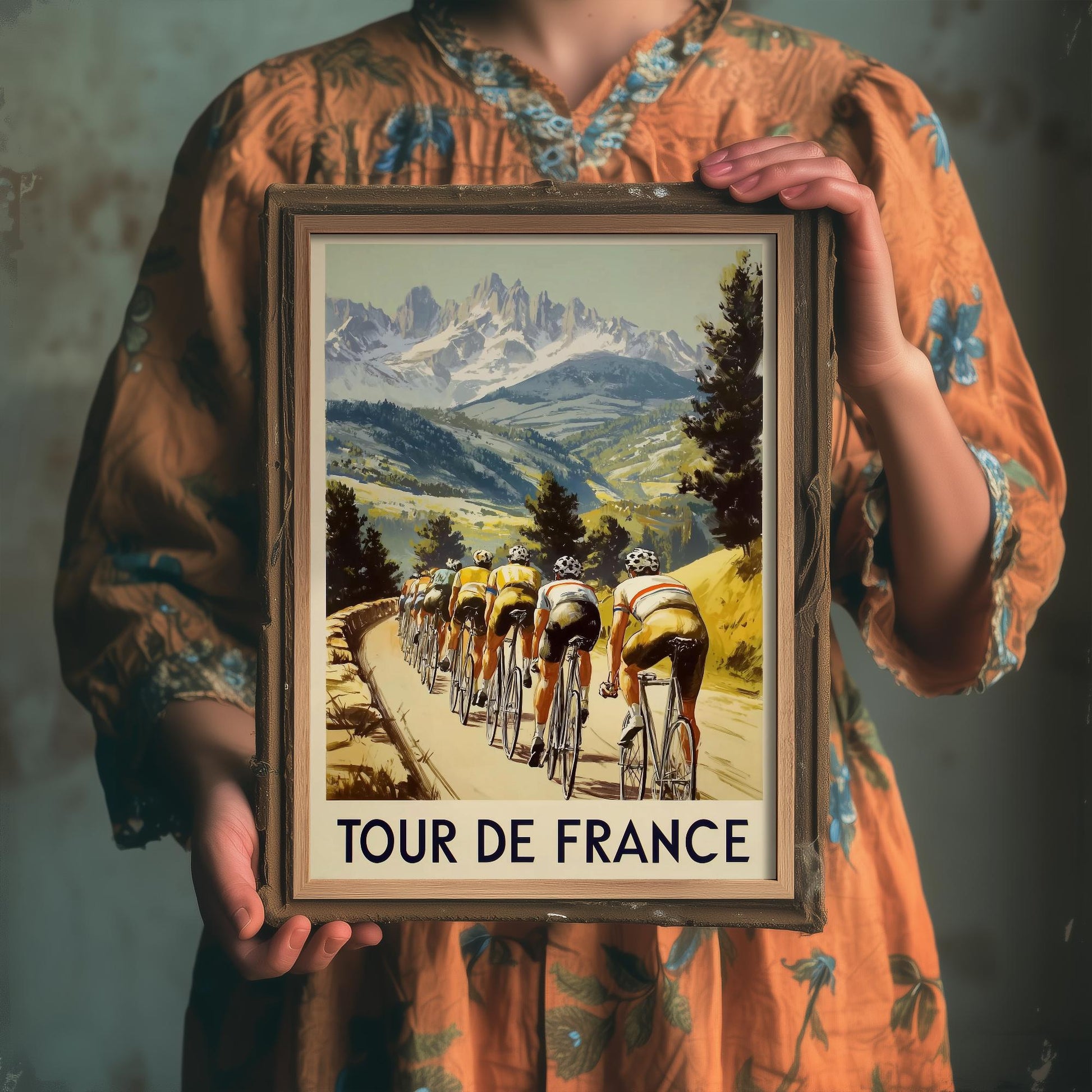 Tour de France Vintage Cycling Poster - Art Print - Bicycle Painting Gift Grand Tour Road