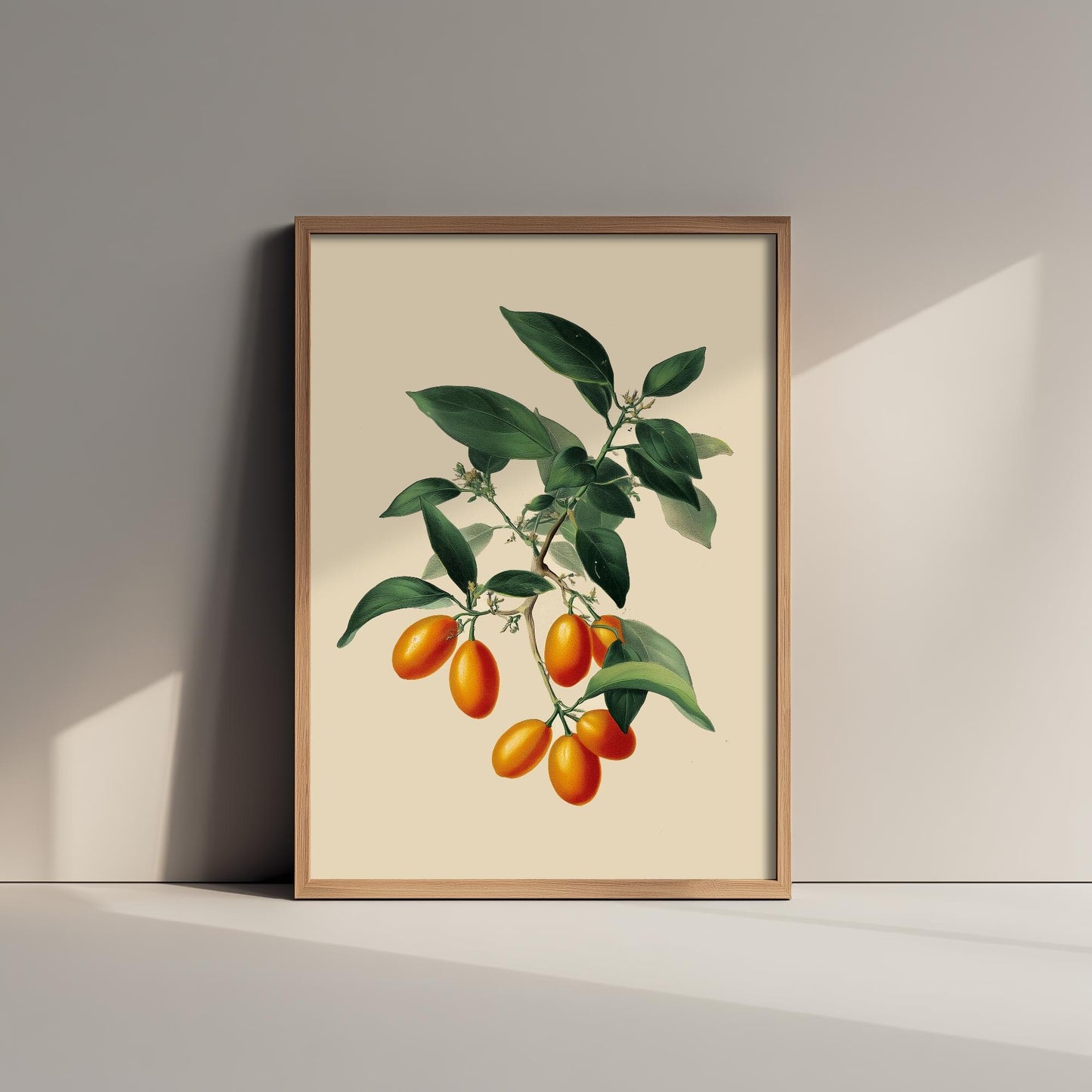 Kumquats Vintage Botanical Fruit Art Print - Painting - Poster Cooking Kitchen