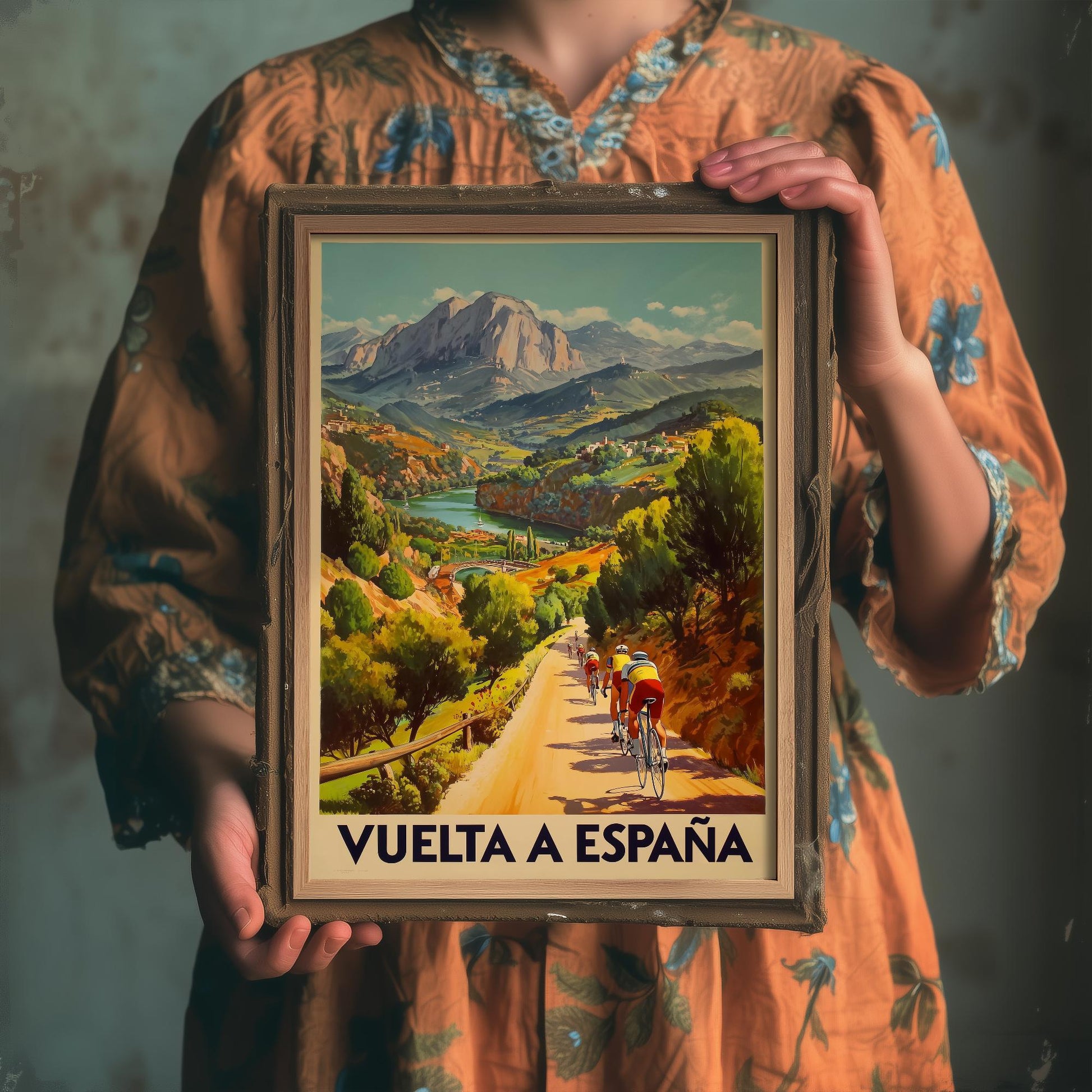 Vuelta a Espana Vintage Cycling Poster - Art Print - Bicycle Painting Gift Grand Tour Road
