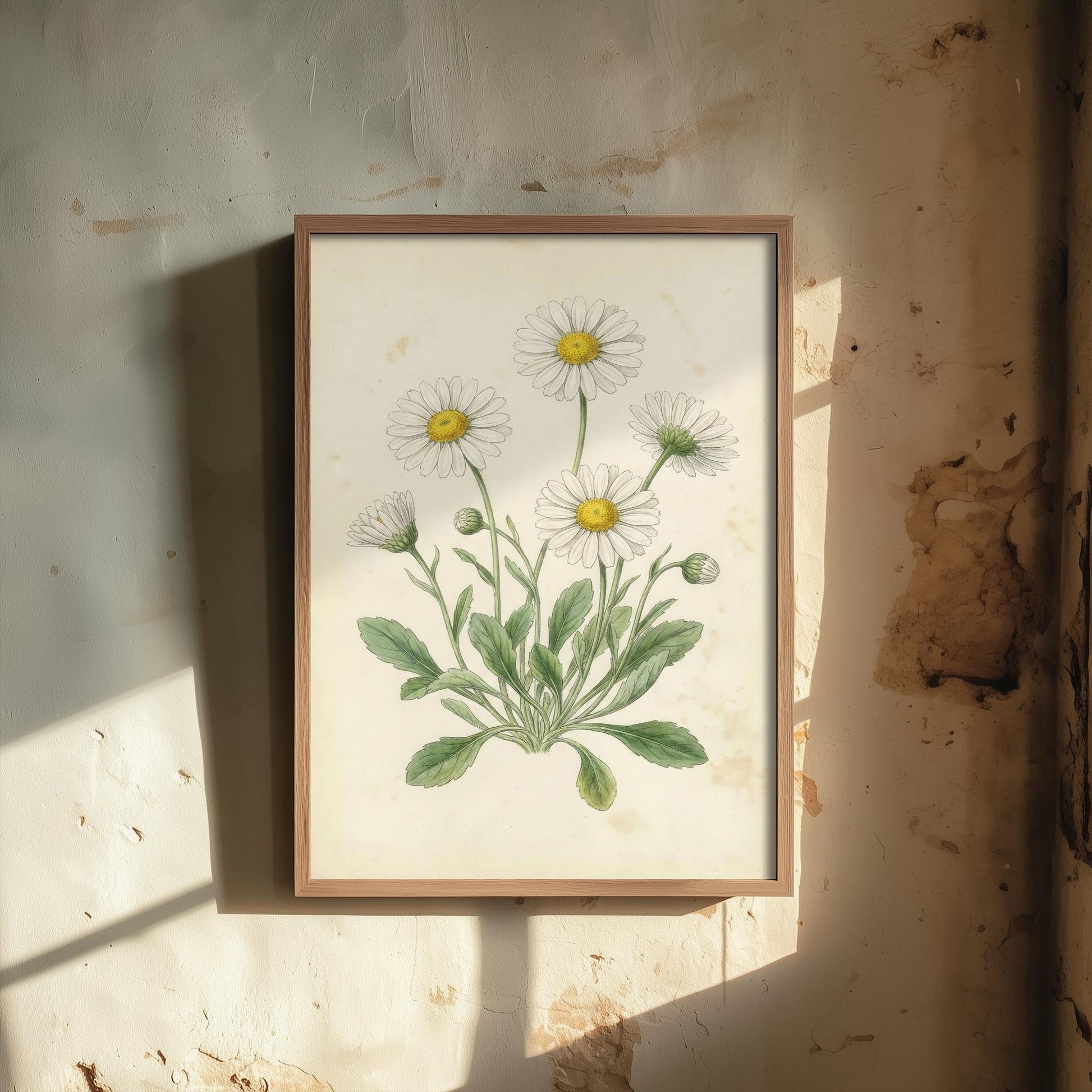 Daisy Vintage Flower Print - Floral Plants - Painting Photo Poster Wall Art Gift Bouquet Botanical