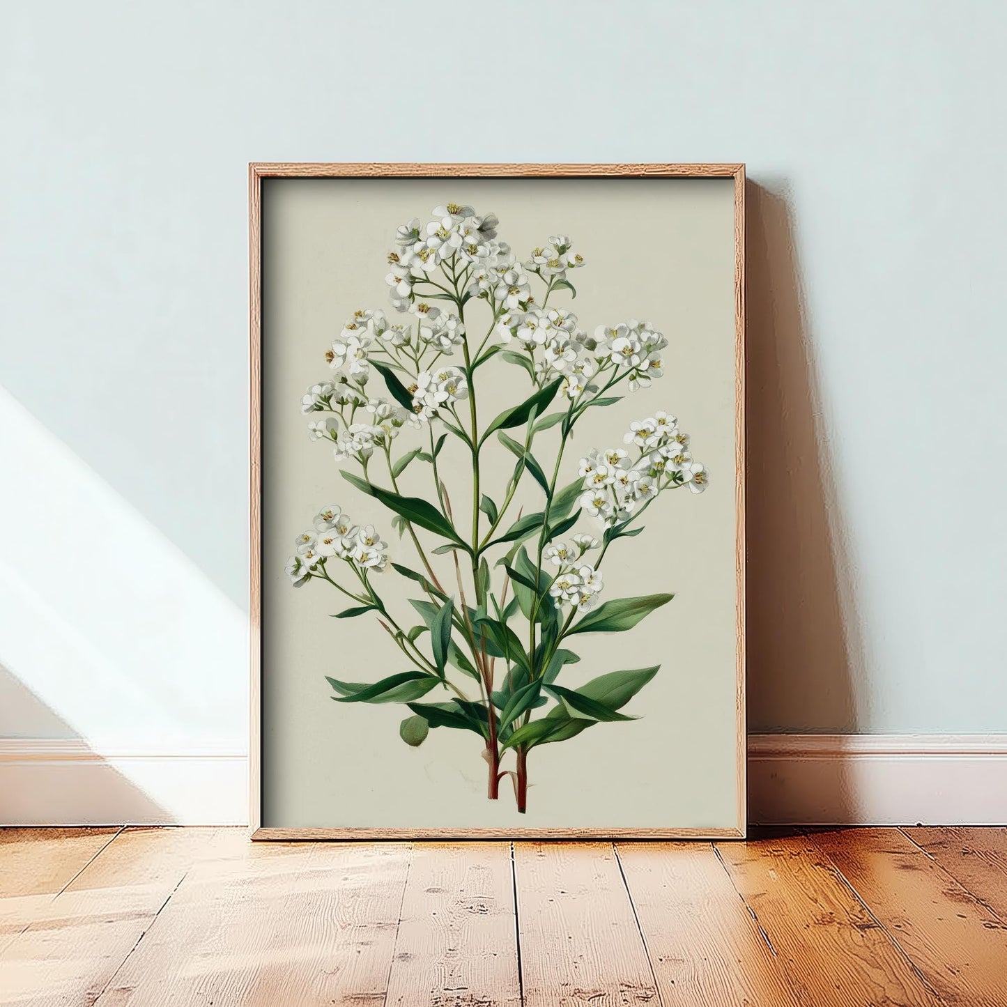 Vintage Plum Blossom or Queen Anne’s Lace Art Print, Green Poster Painting, Red Berry Heritage Wall Art 2026 V2 3/3