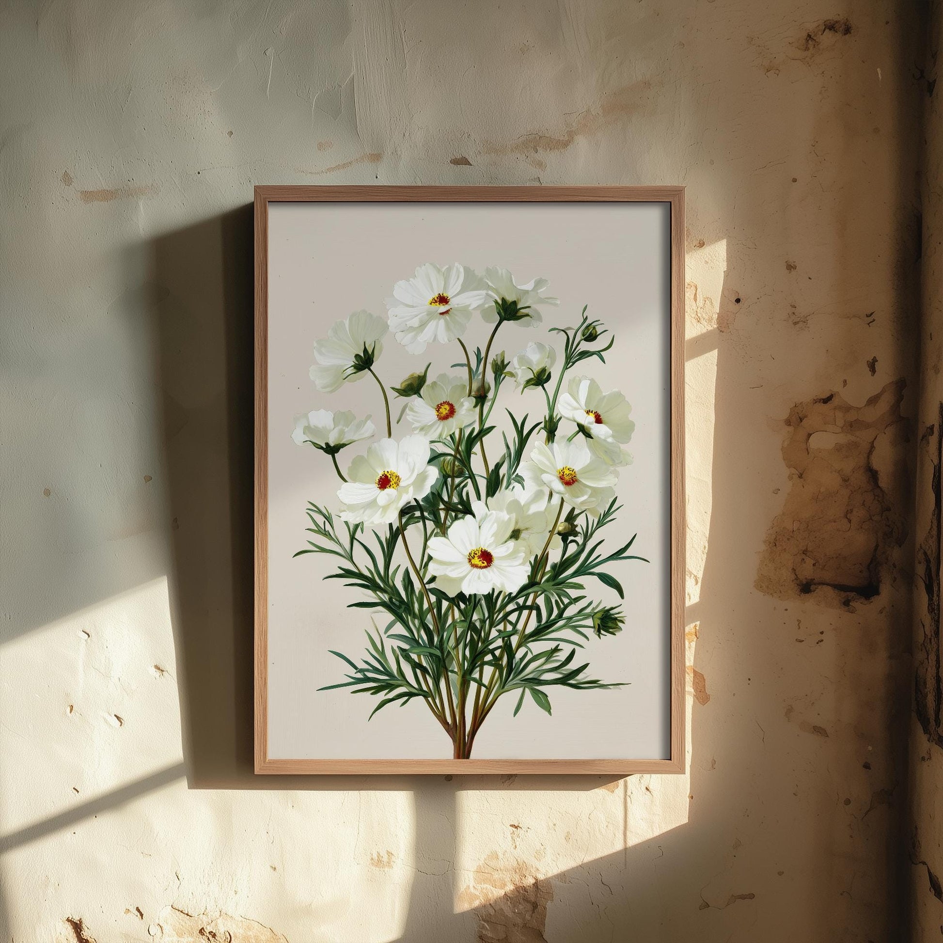 Vintage Botanical Print, Orange Sweet Alyssum Cosmos Painting, Sage Green Heritage Wall Art, Modern Floral Poster V1 3/3