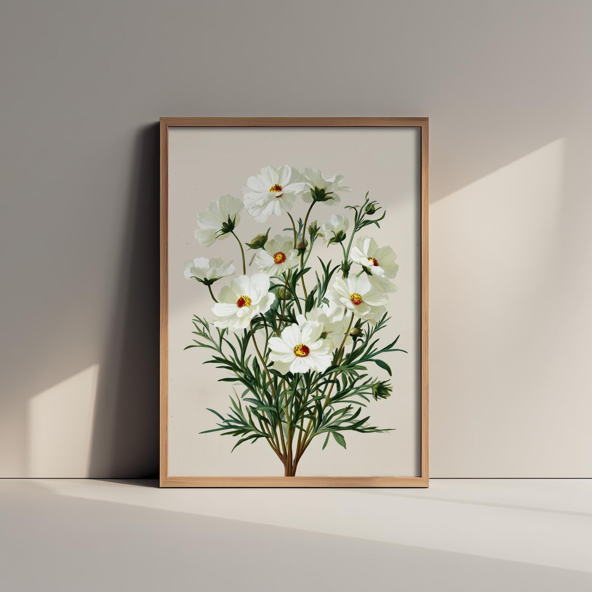 Vintage Botanical Print, Orange Sweet Alyssum Cosmos Painting, Sage Green Heritage Wall Art, Modern Floral Poster V1 3/3