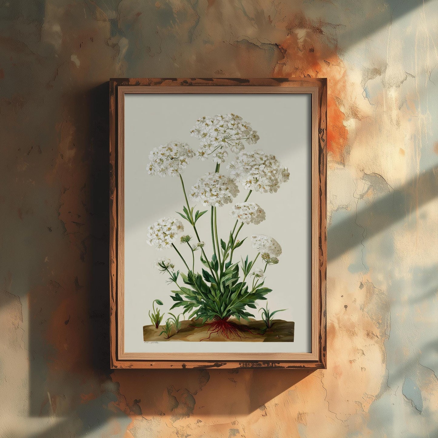 Vintage Queen Anne’s Lace Art Print, Green Poster Painting, Red Berry Heritage Wall Art 2026 V2 2/3