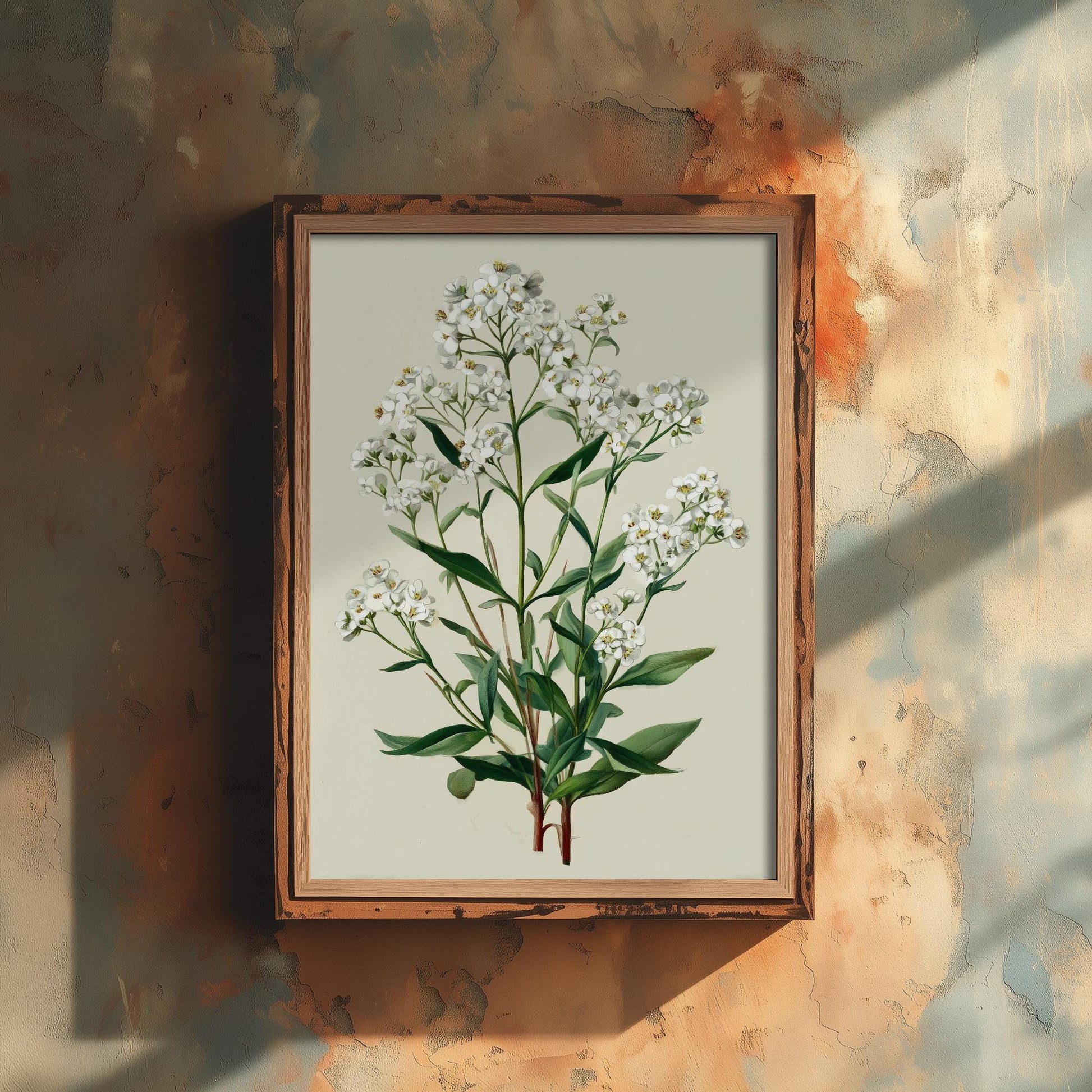 Vintage Plum Blossom or Queen Anne’s Lace Art Print, Green Poster Painting, Red Berry Heritage Wall Art 2026 V2 3/3